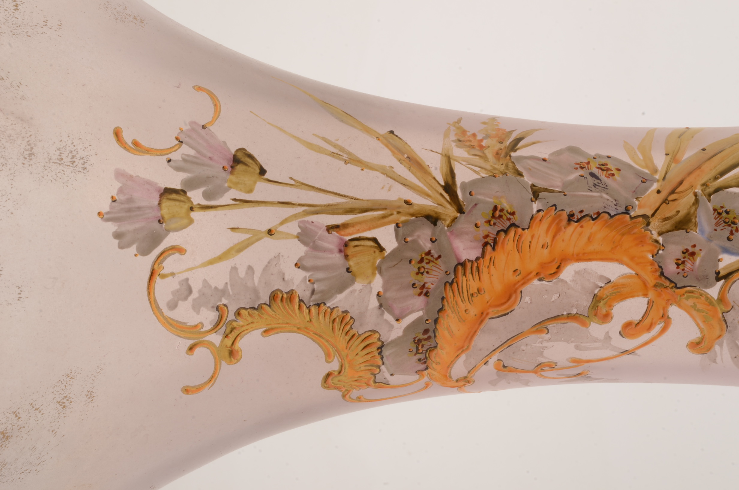 Hand Blown Ruffled Light Lilac Glass Vase