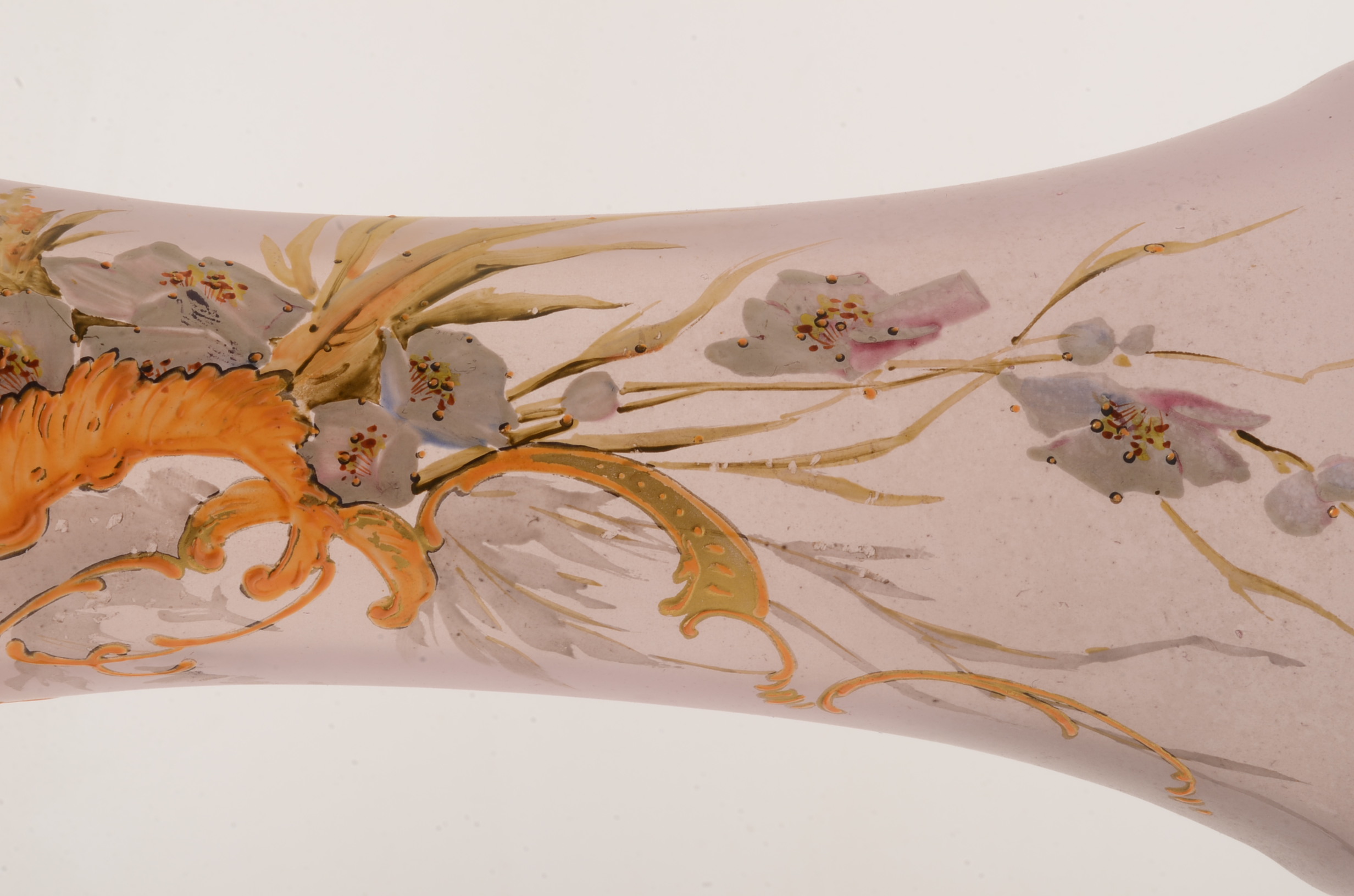 Hand Blown Ruffled Light Lilac Glass Vase