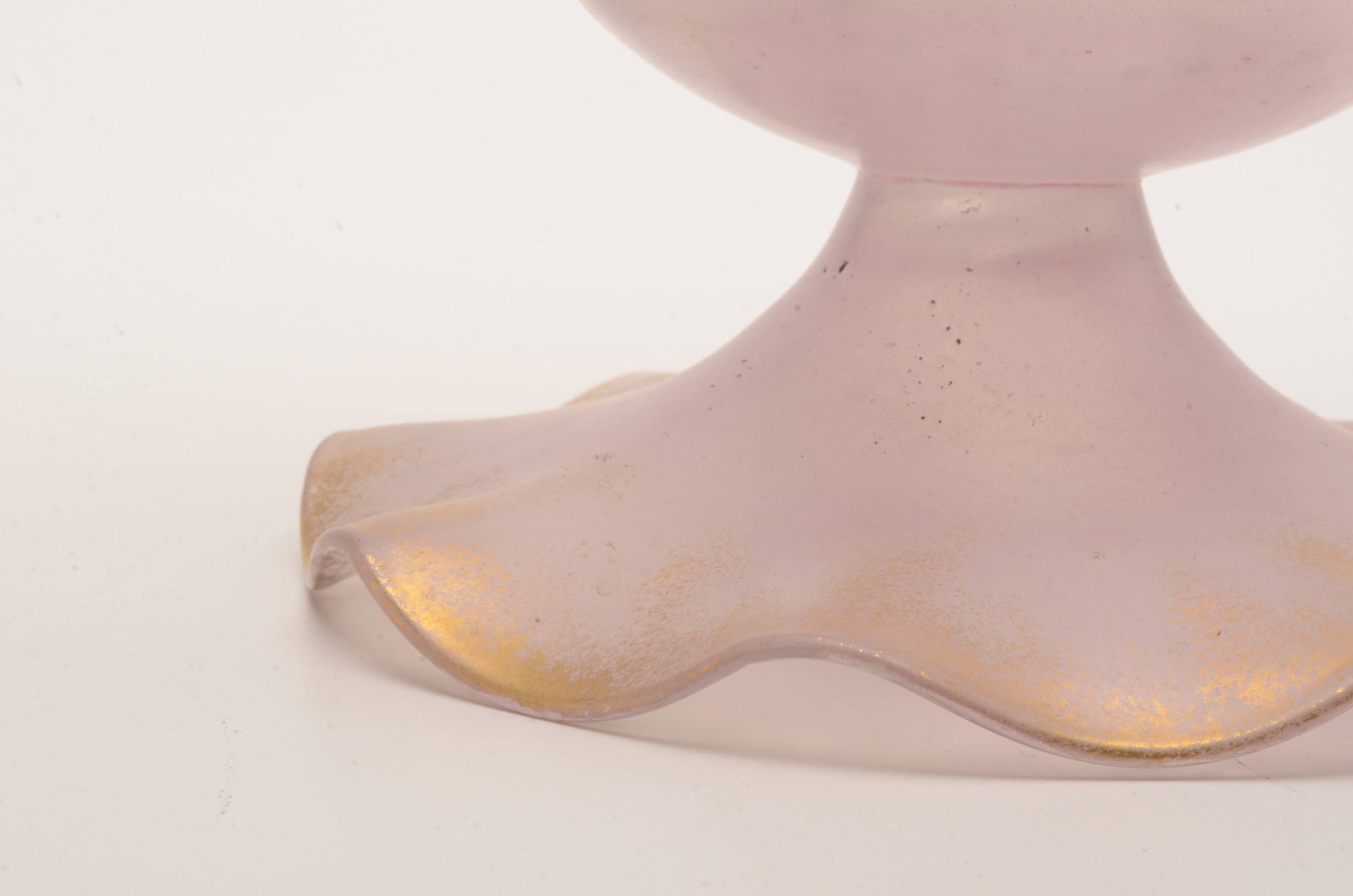 Hand Blown Ruffled Light Lilac Glass Vase