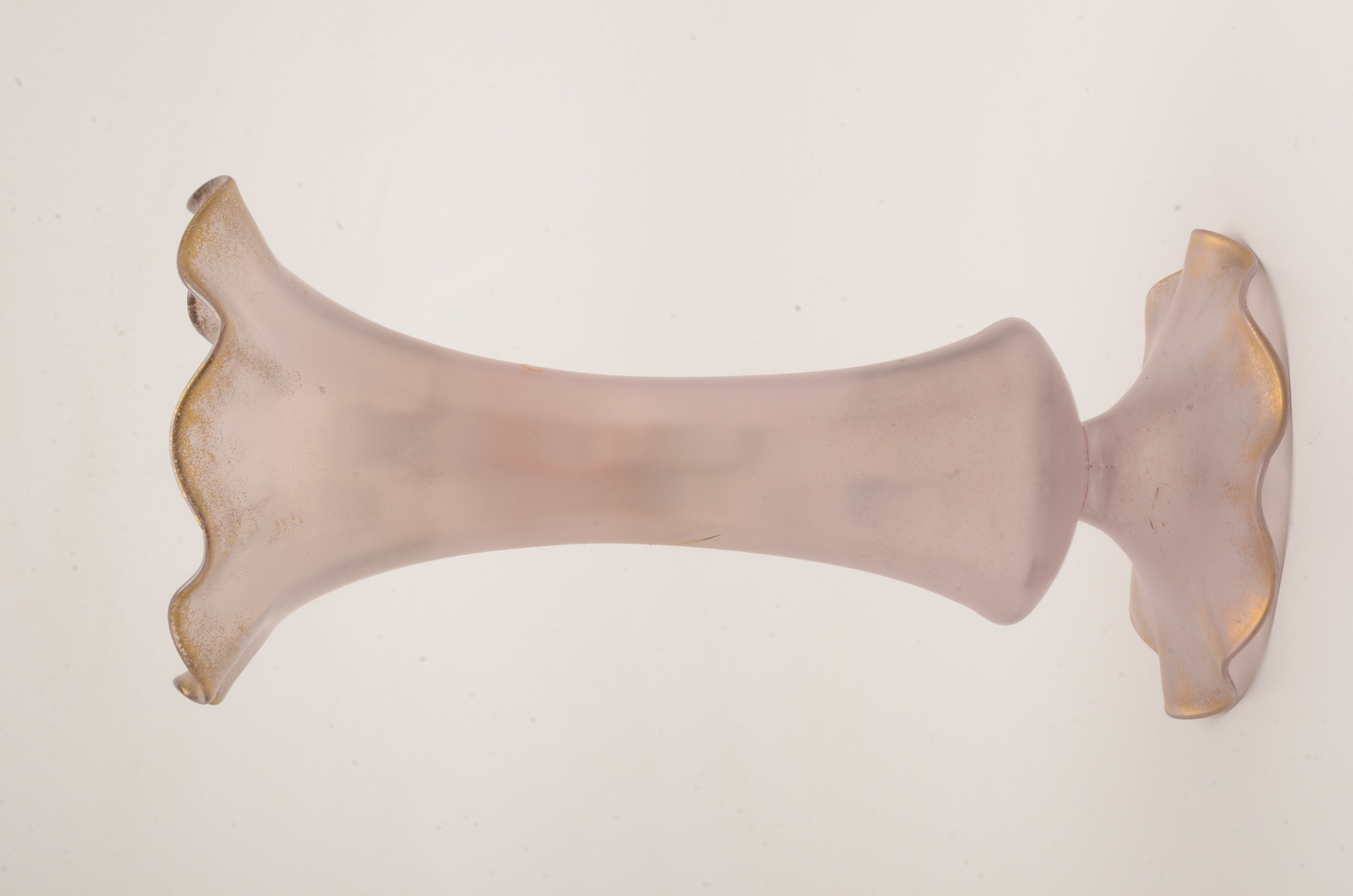 Hand Blown Ruffled Light Lilac Glass Vase