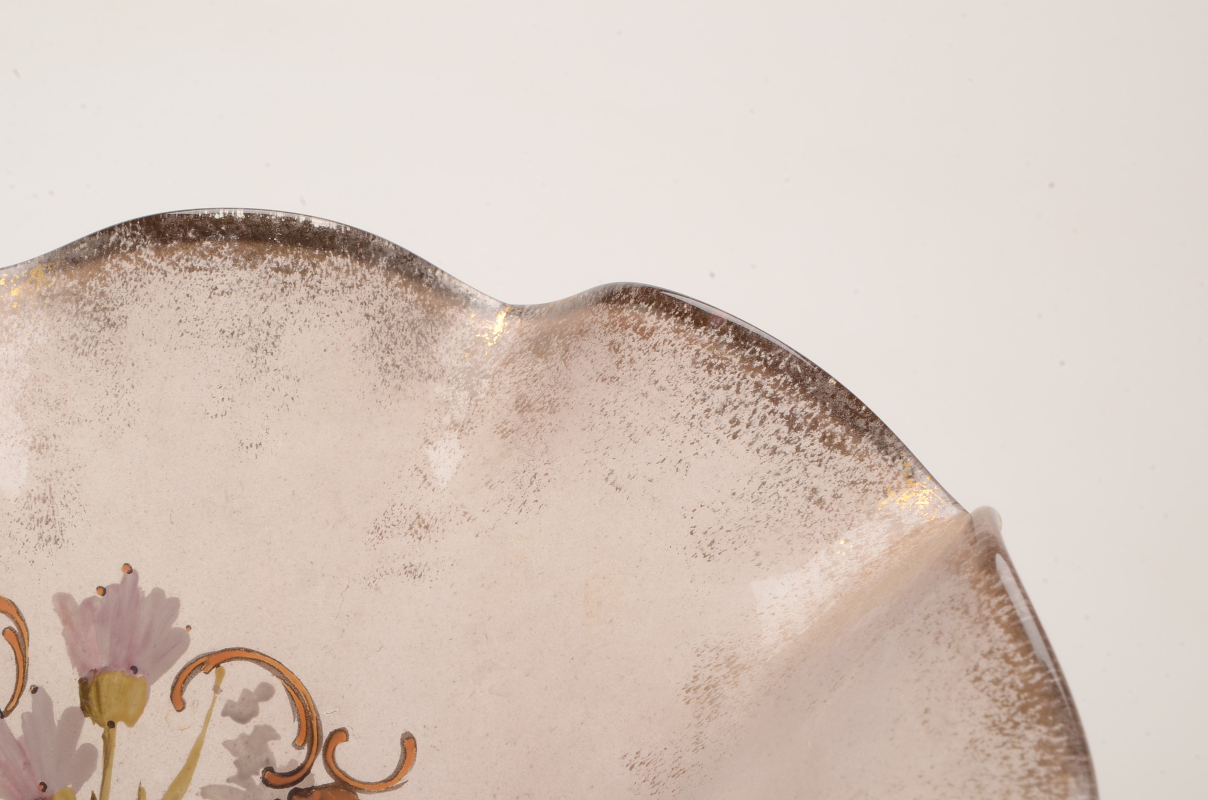 Hand Blown Ruffled Light Lilac Glass Vase