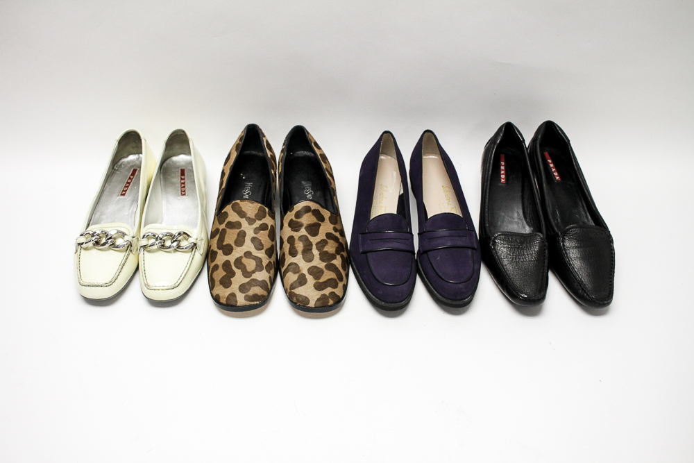 Women's Prada, Yves Saint Laurent and Salvatore Ferragamo Loafers