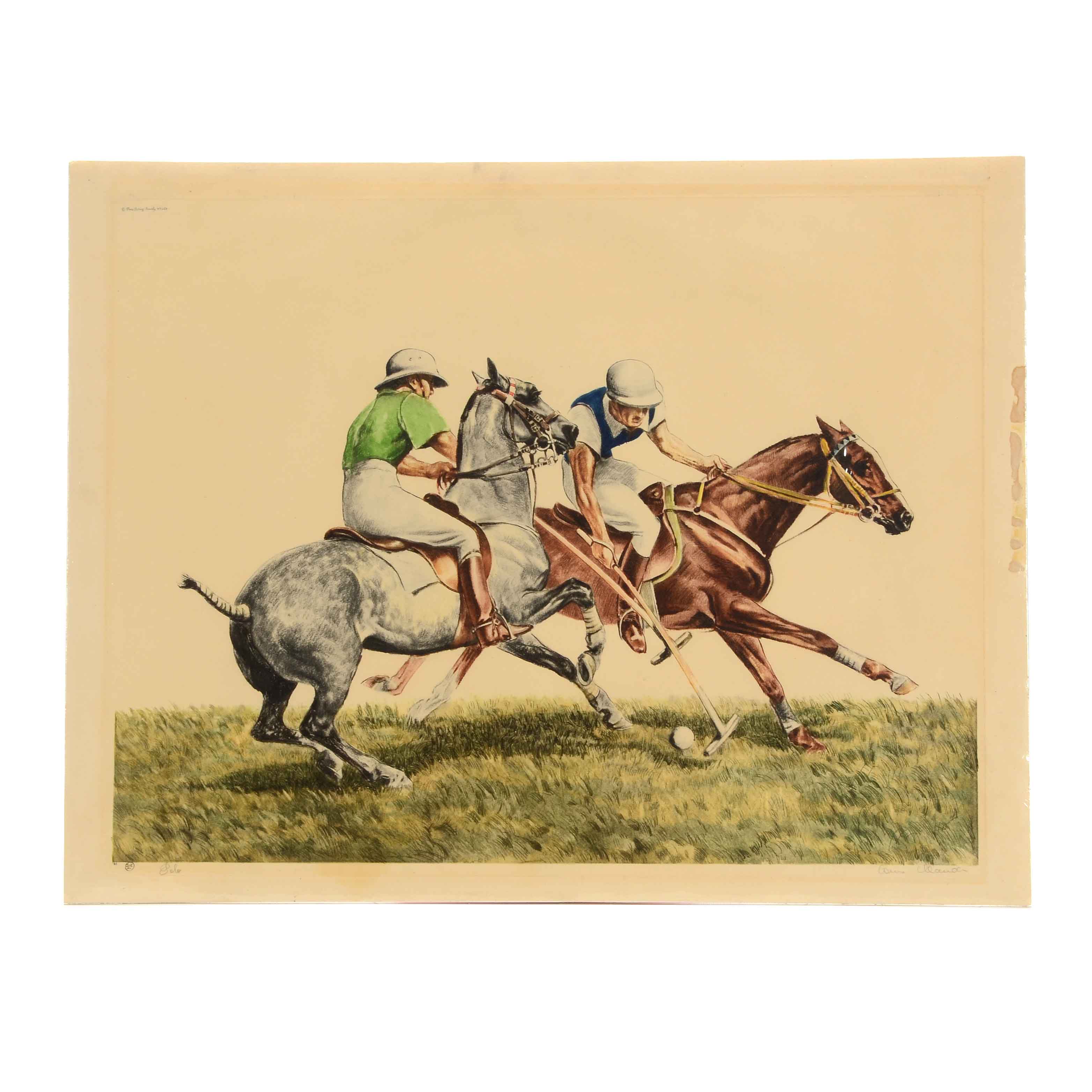 Louis Claude Signed Original Etching "Polo"