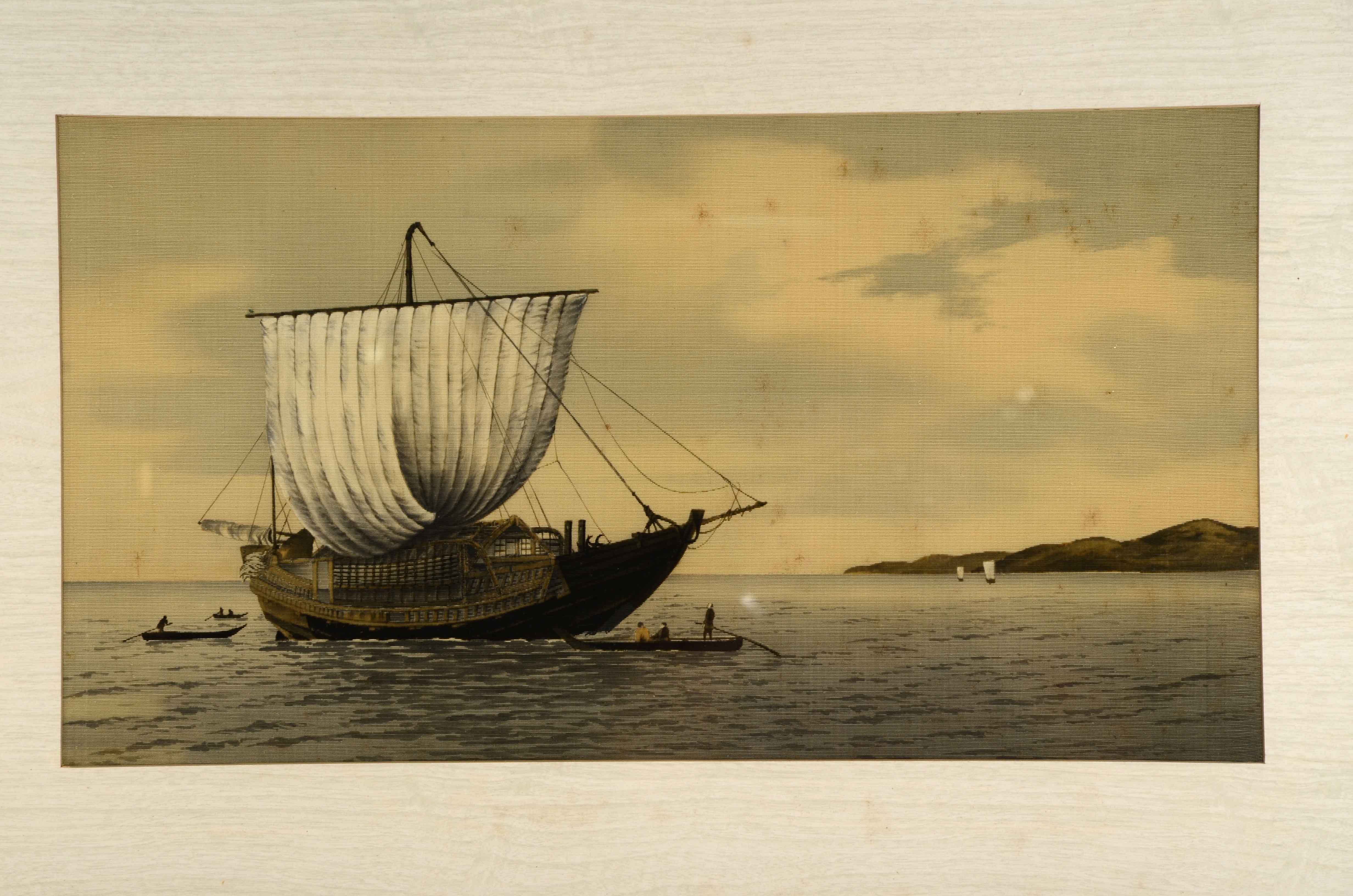 Watercolor Painting on Fabric of a Nautical Scene