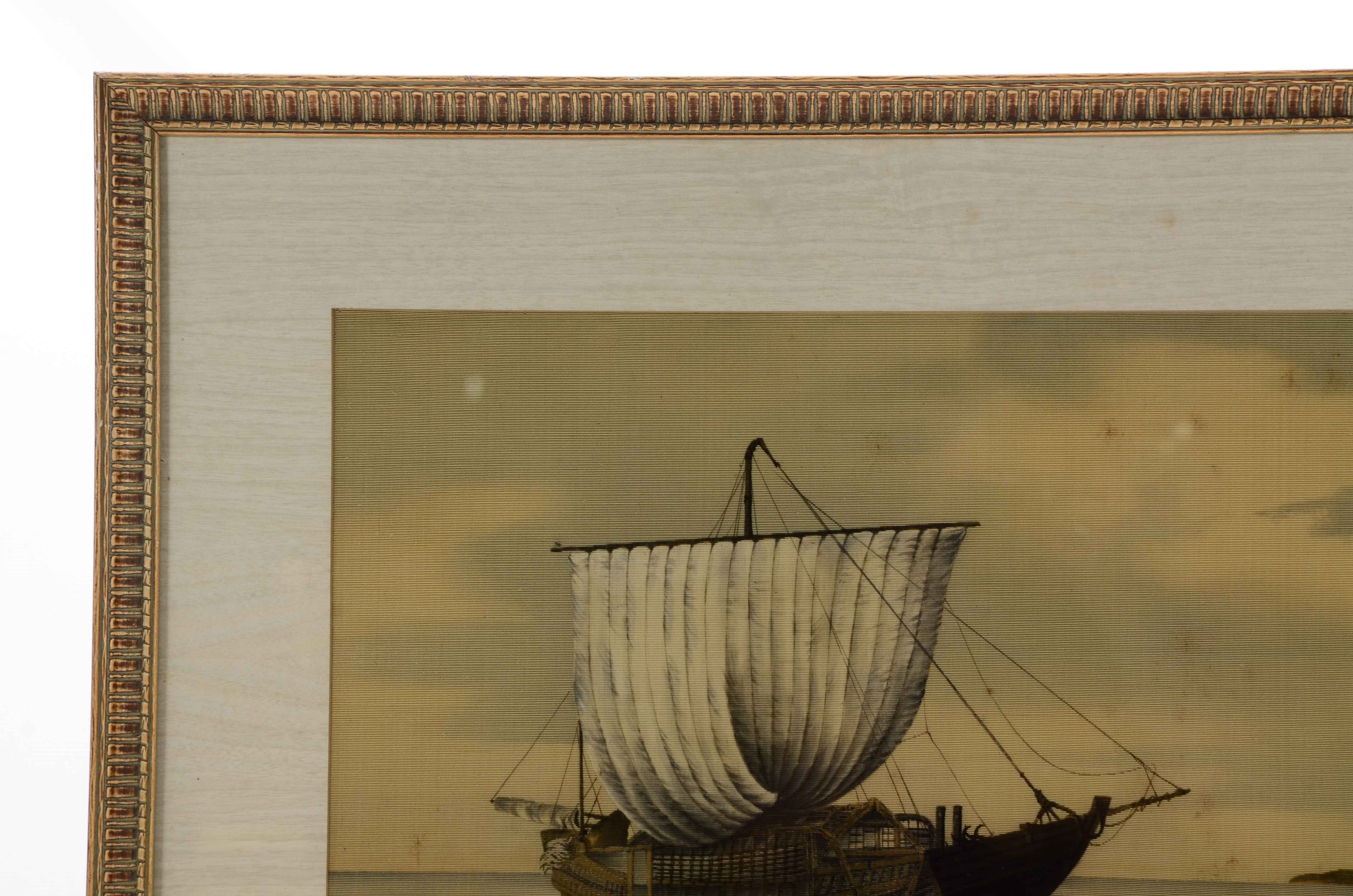 Watercolor Painting on Fabric of a Nautical Scene