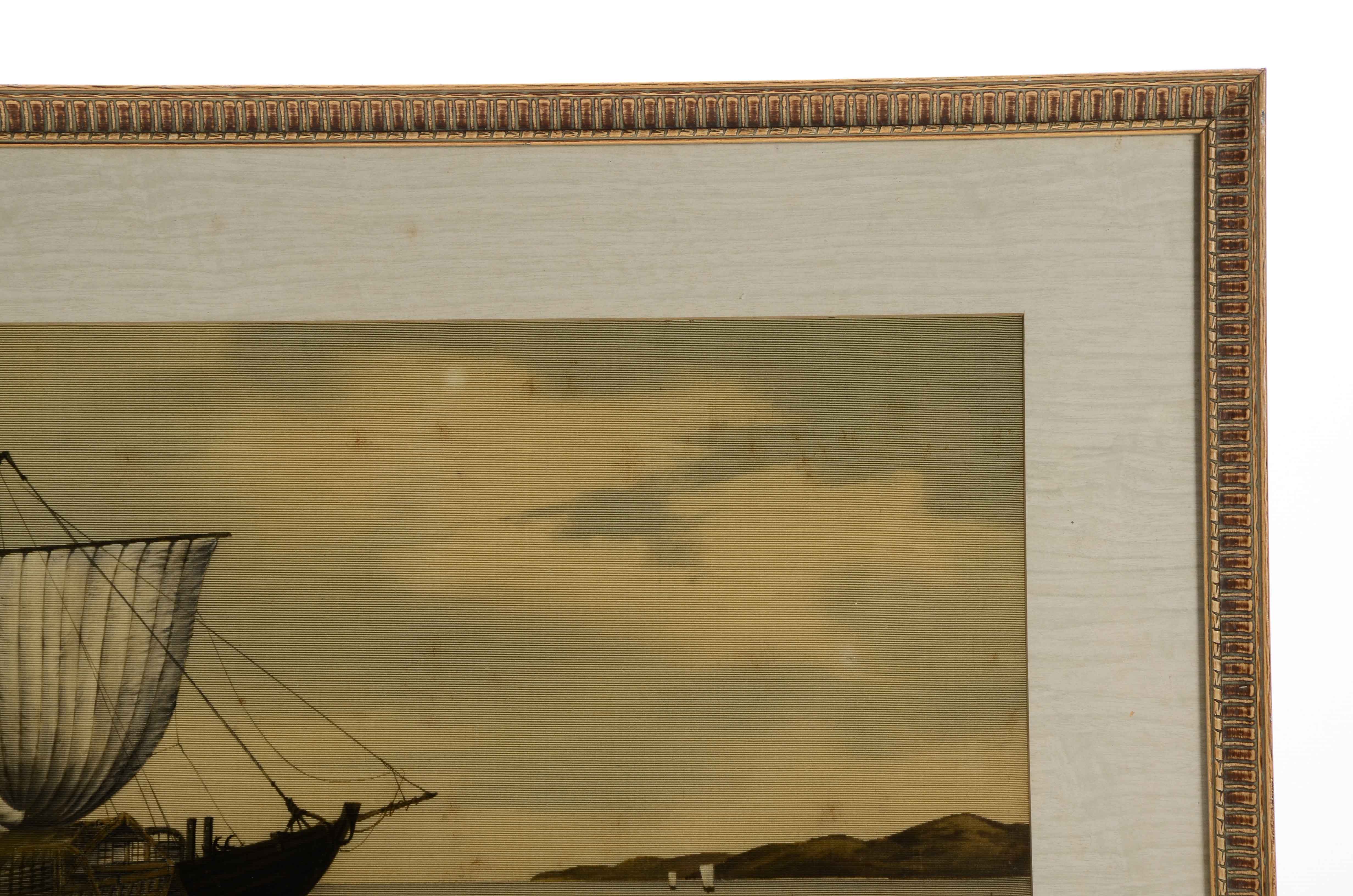 Watercolor Painting on Fabric of a Nautical Scene