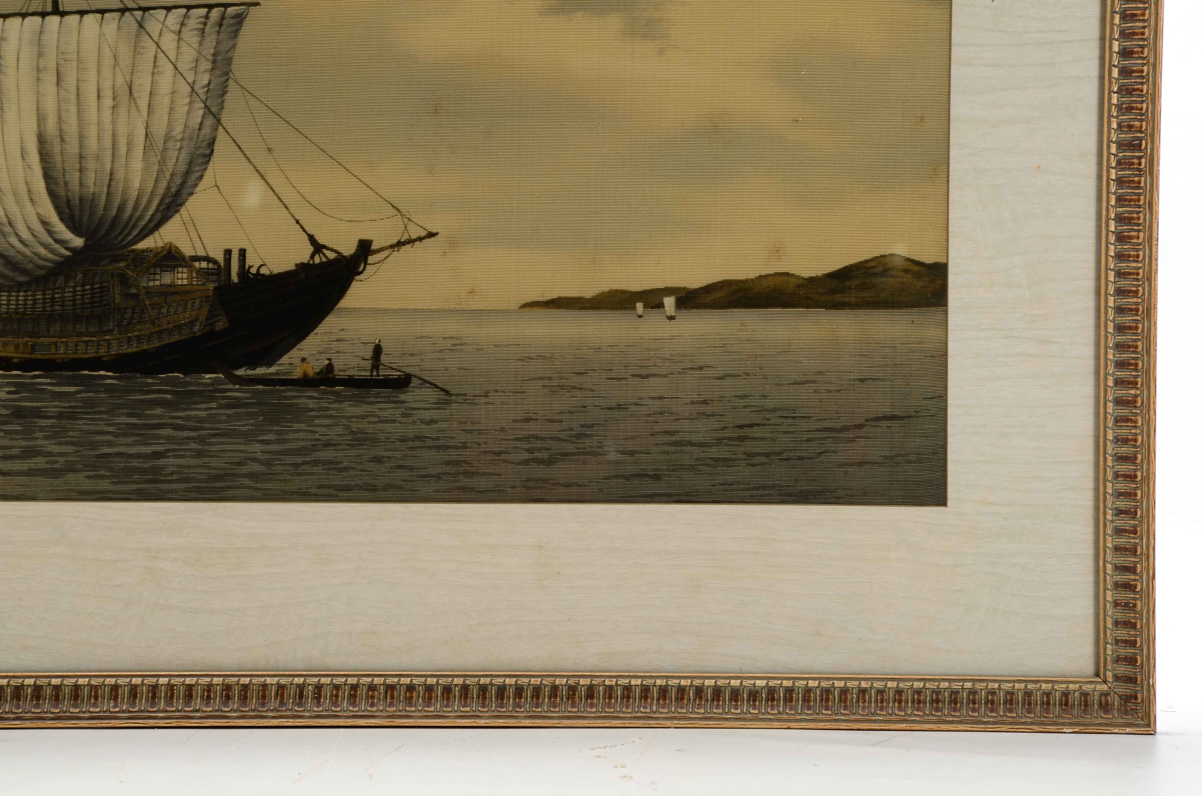Watercolor Painting on Fabric of a Nautical Scene