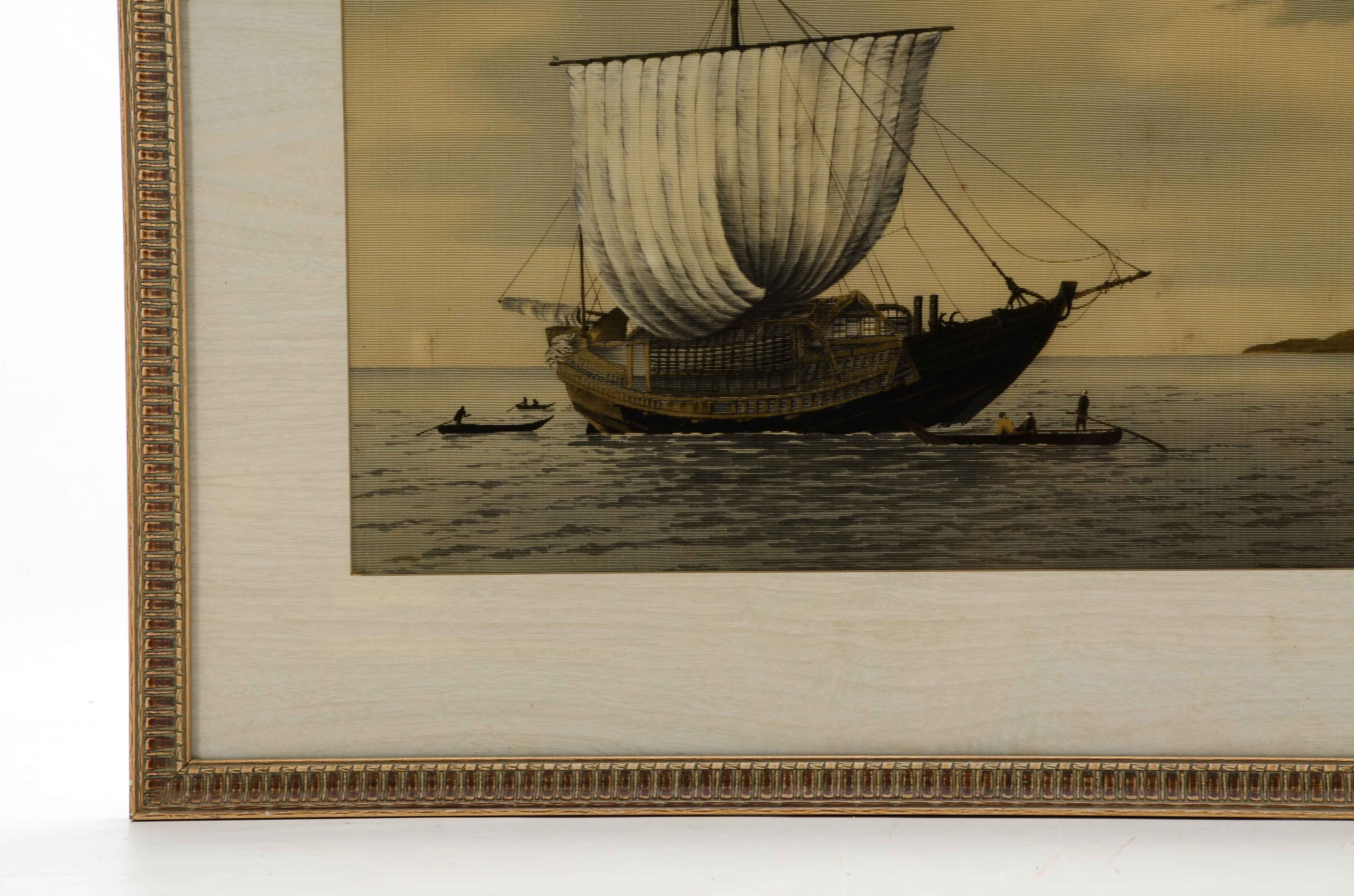 Watercolor Painting on Fabric of a Nautical Scene