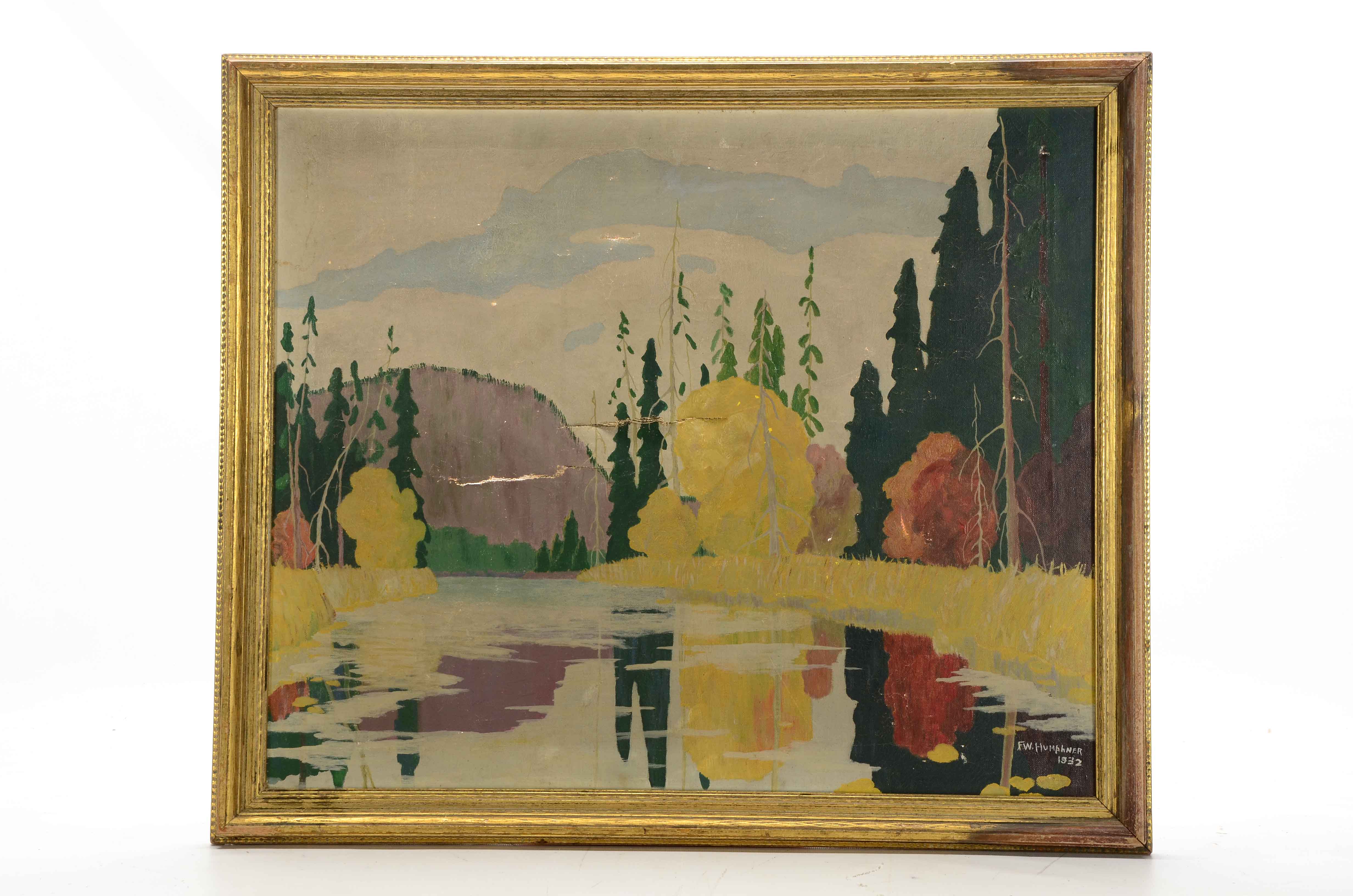 Pair of F.W. Humphner Original 1932 Oil Landscapes on Canvas