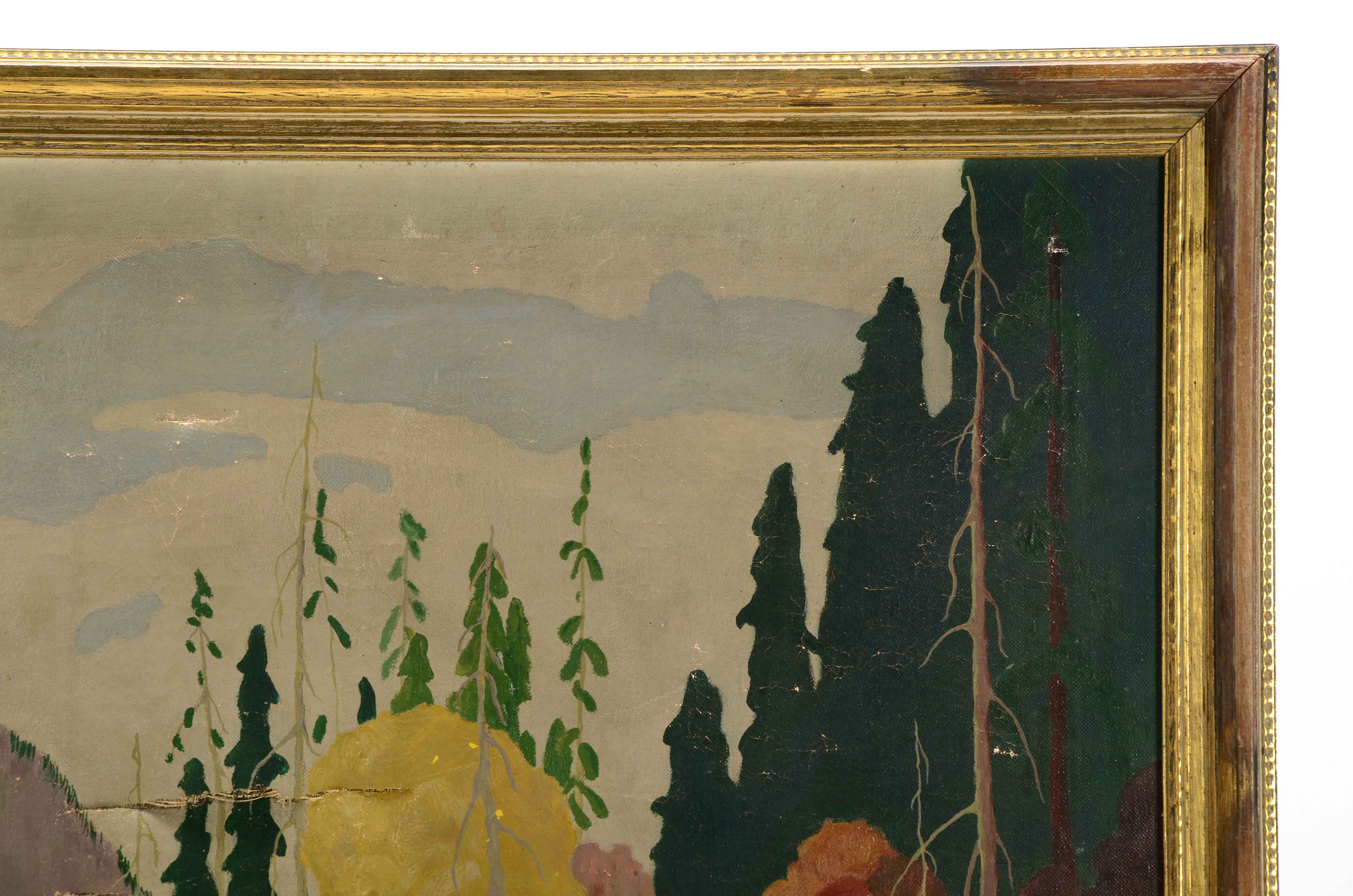 Pair of F.W. Humphner Original 1932 Oil Landscapes on Canvas