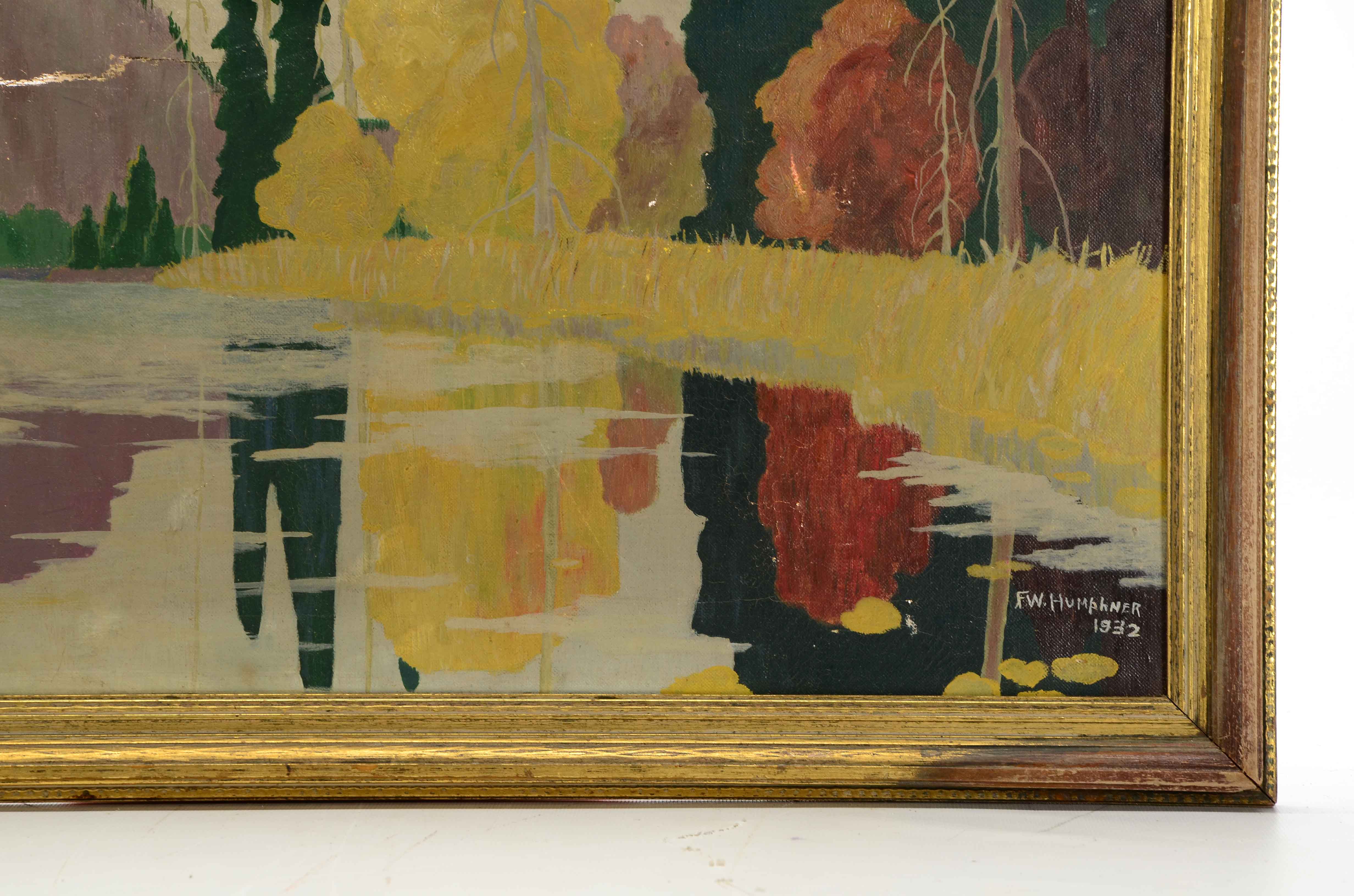 Pair of F.W. Humphner Original 1932 Oil Landscapes on Canvas