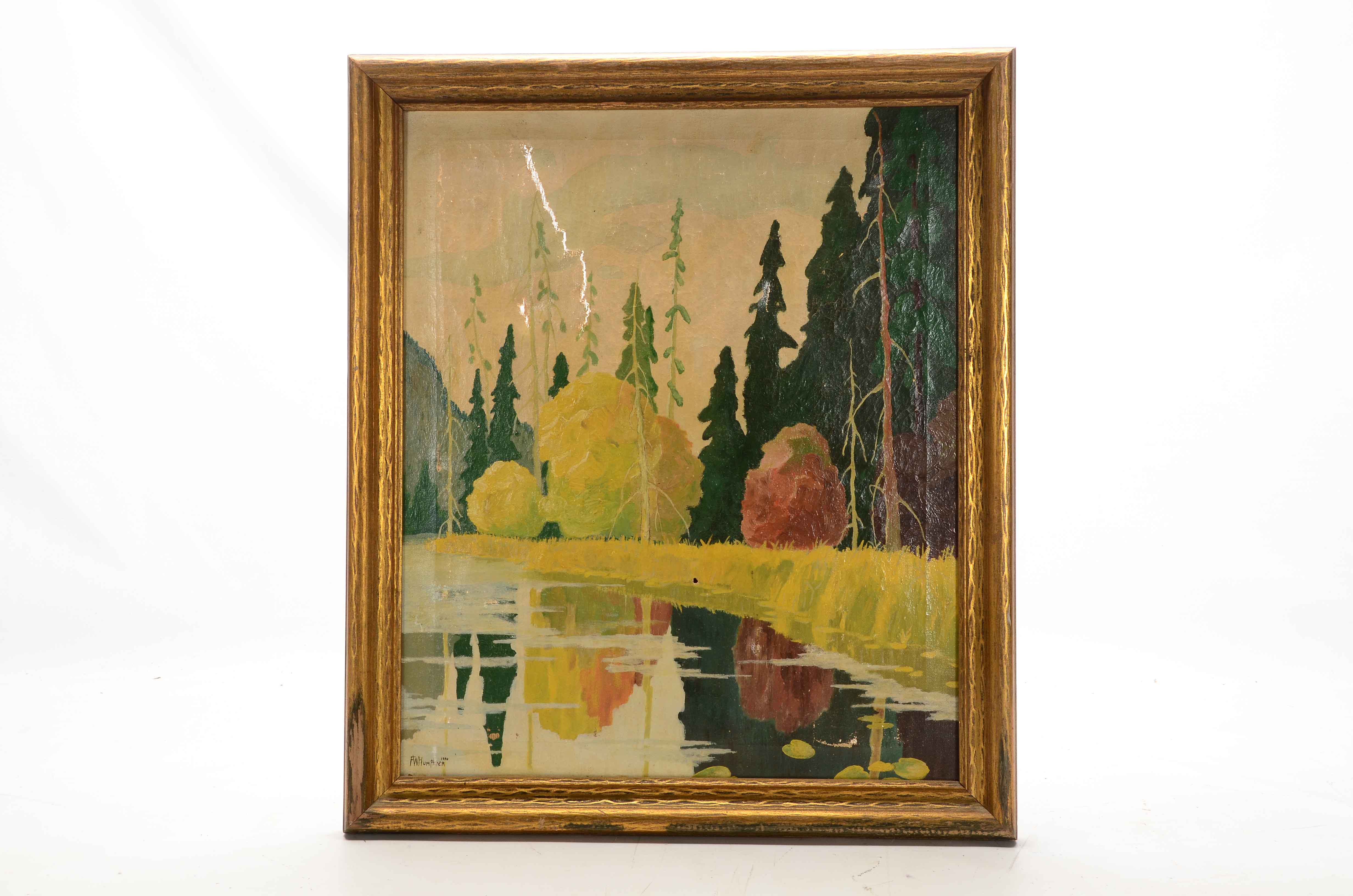 Pair of F.W. Humphner Original 1932 Oil Landscapes on Canvas