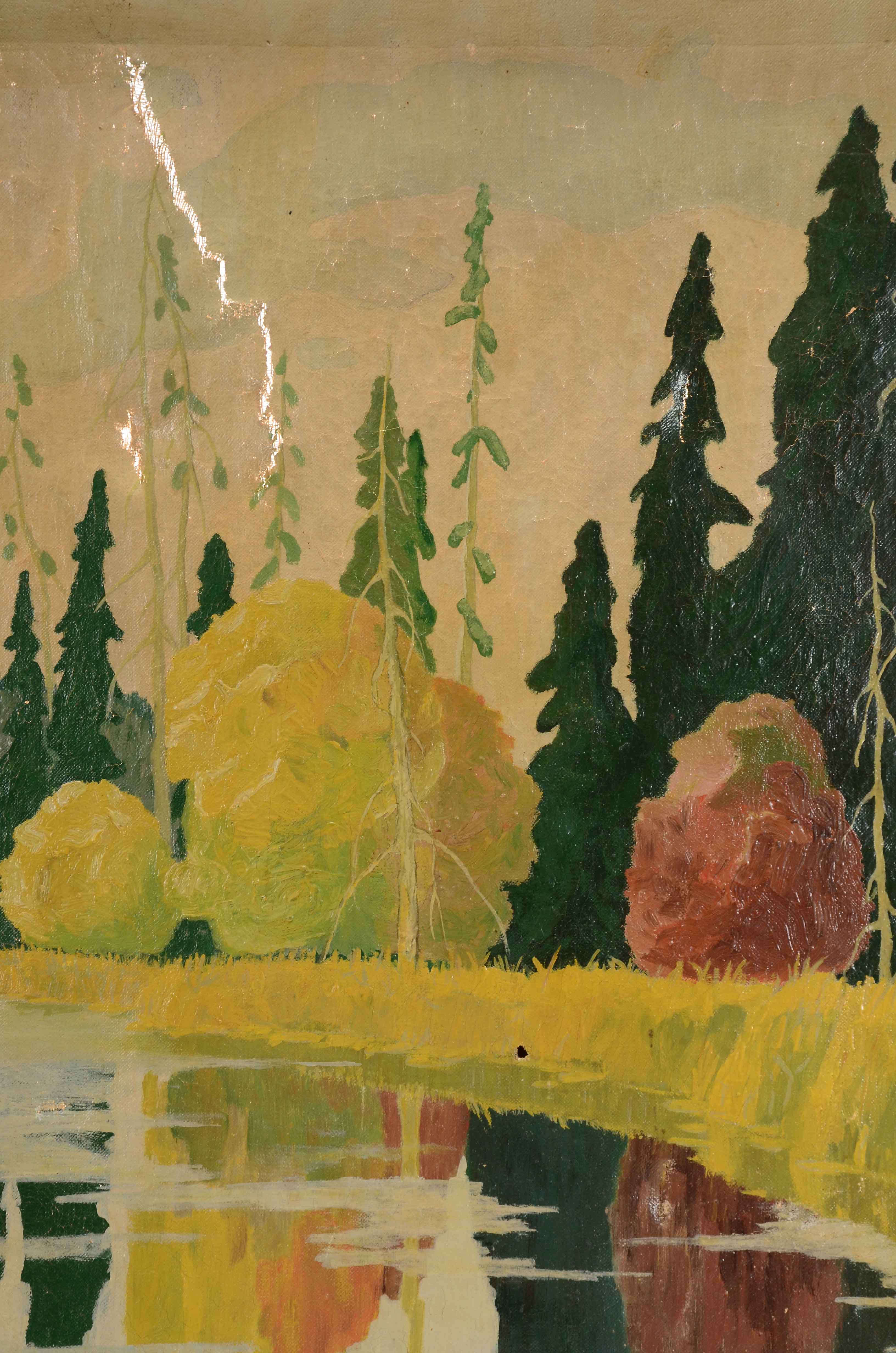 Pair of F.W. Humphner Original 1932 Oil Landscapes on Canvas