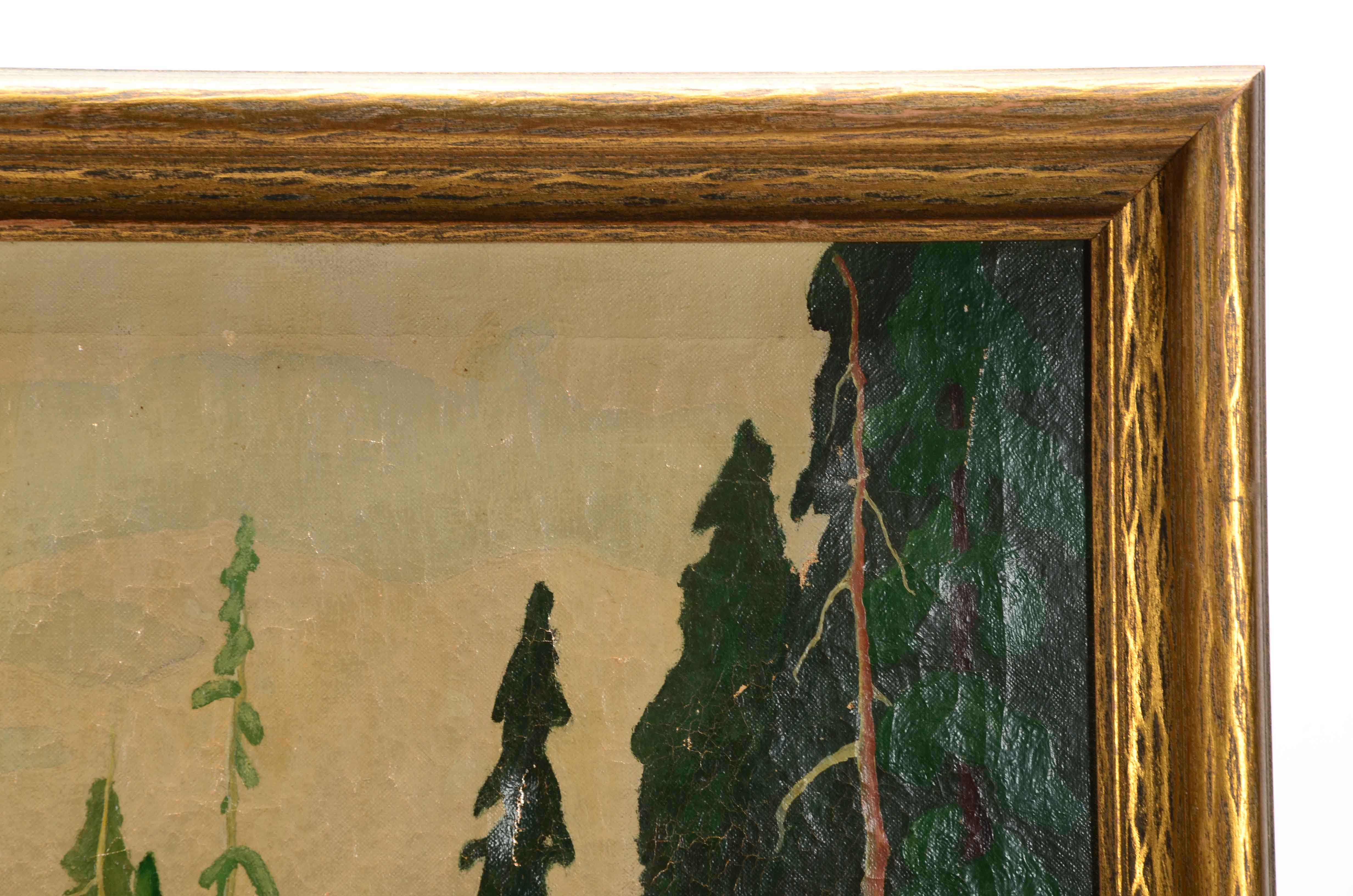 Pair of F.W. Humphner Original 1932 Oil Landscapes on Canvas