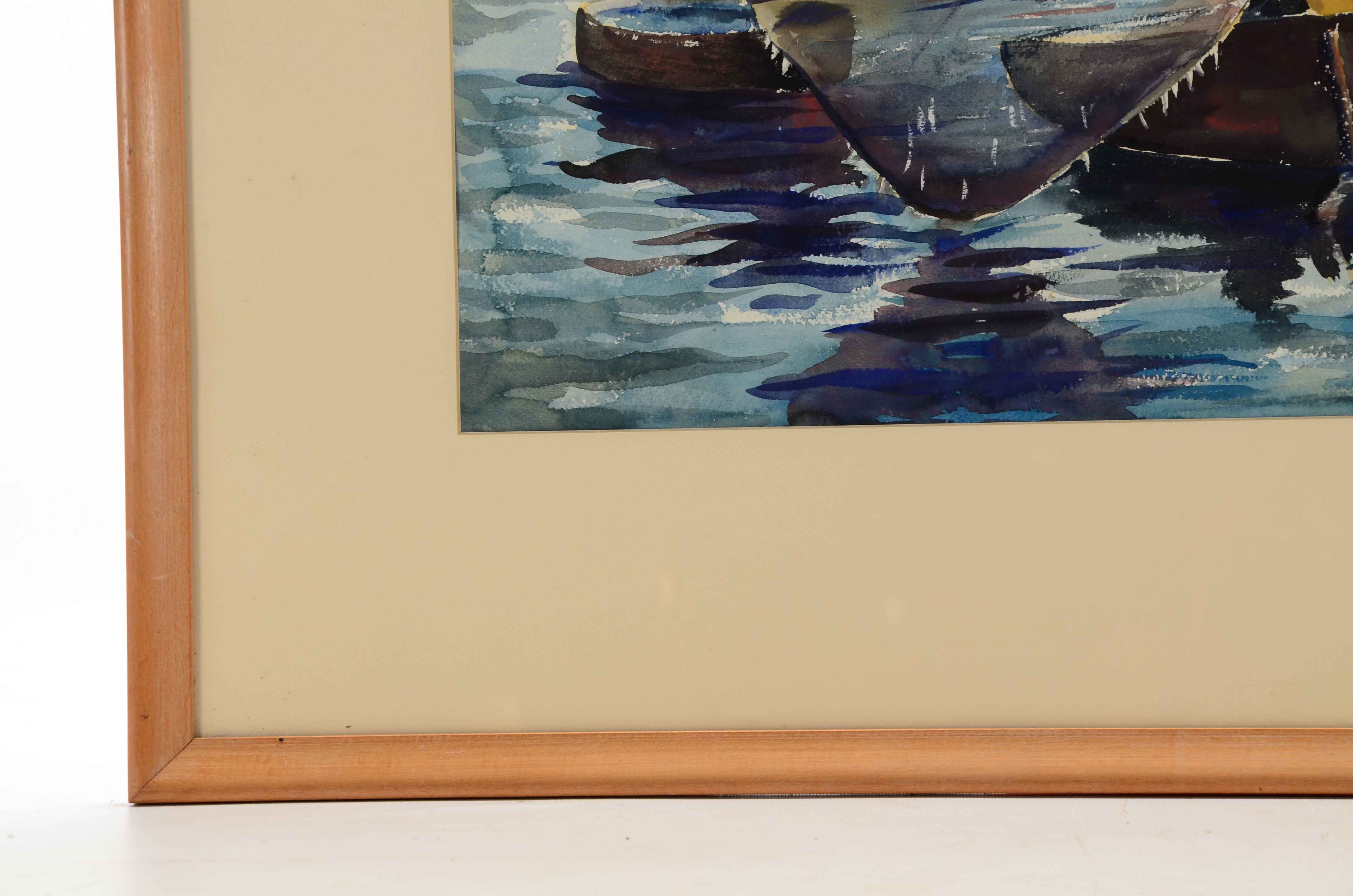 Susanna Dye Ernst Watercolor of Harbor Scene