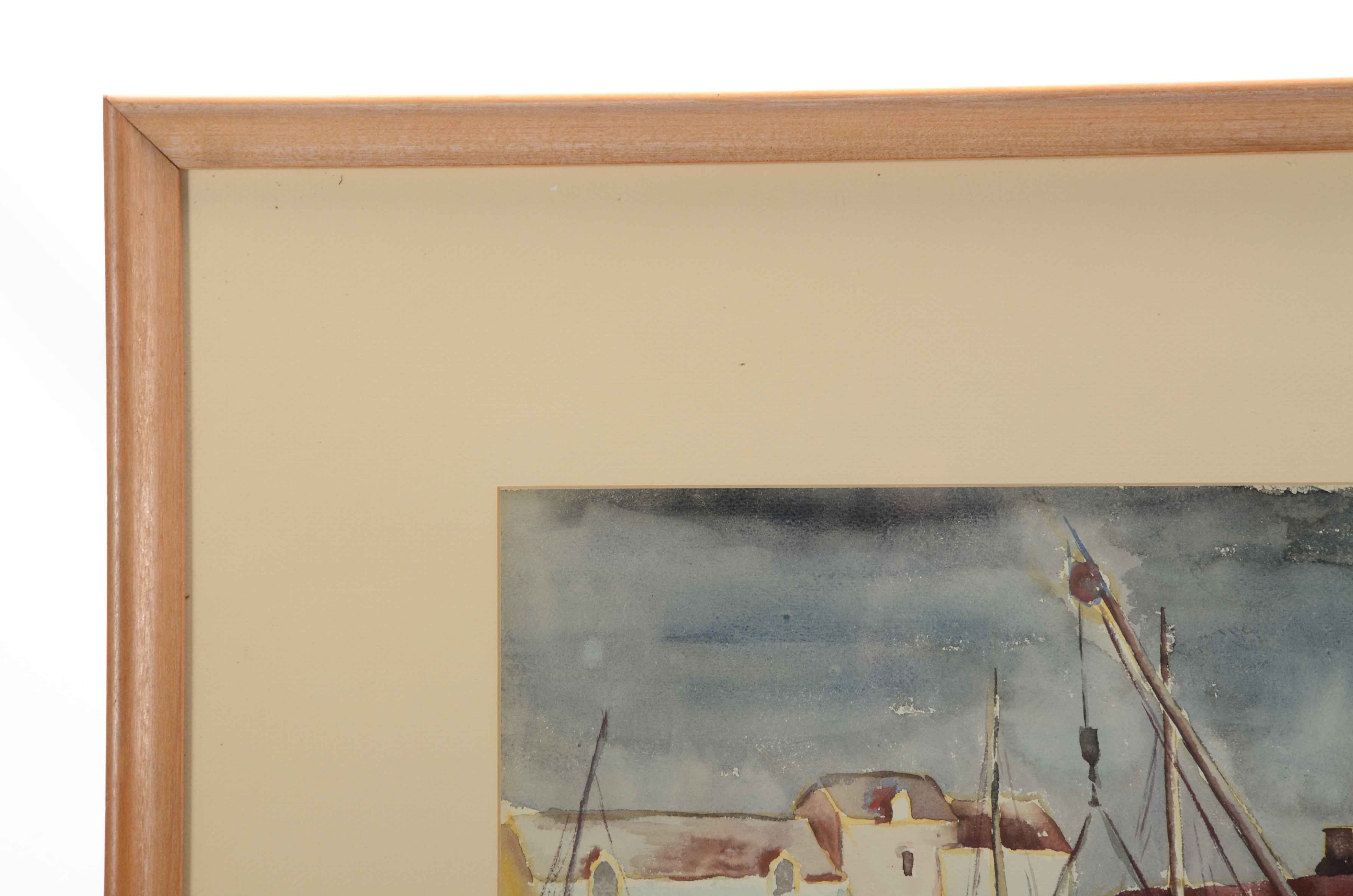 Susanna Dye Ernst Watercolor of Harbor Scene