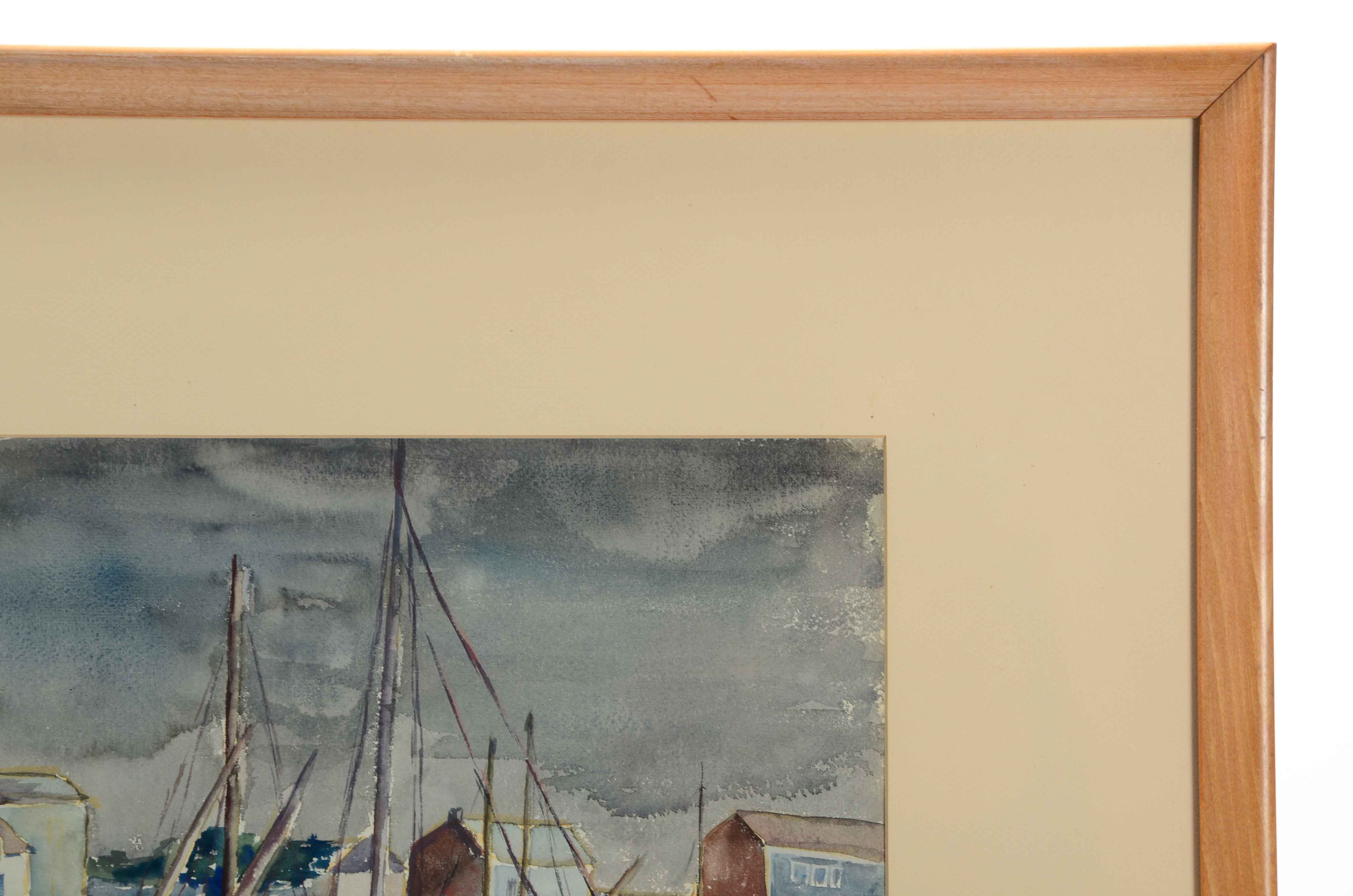 Susanna Dye Ernst Watercolor of Harbor Scene