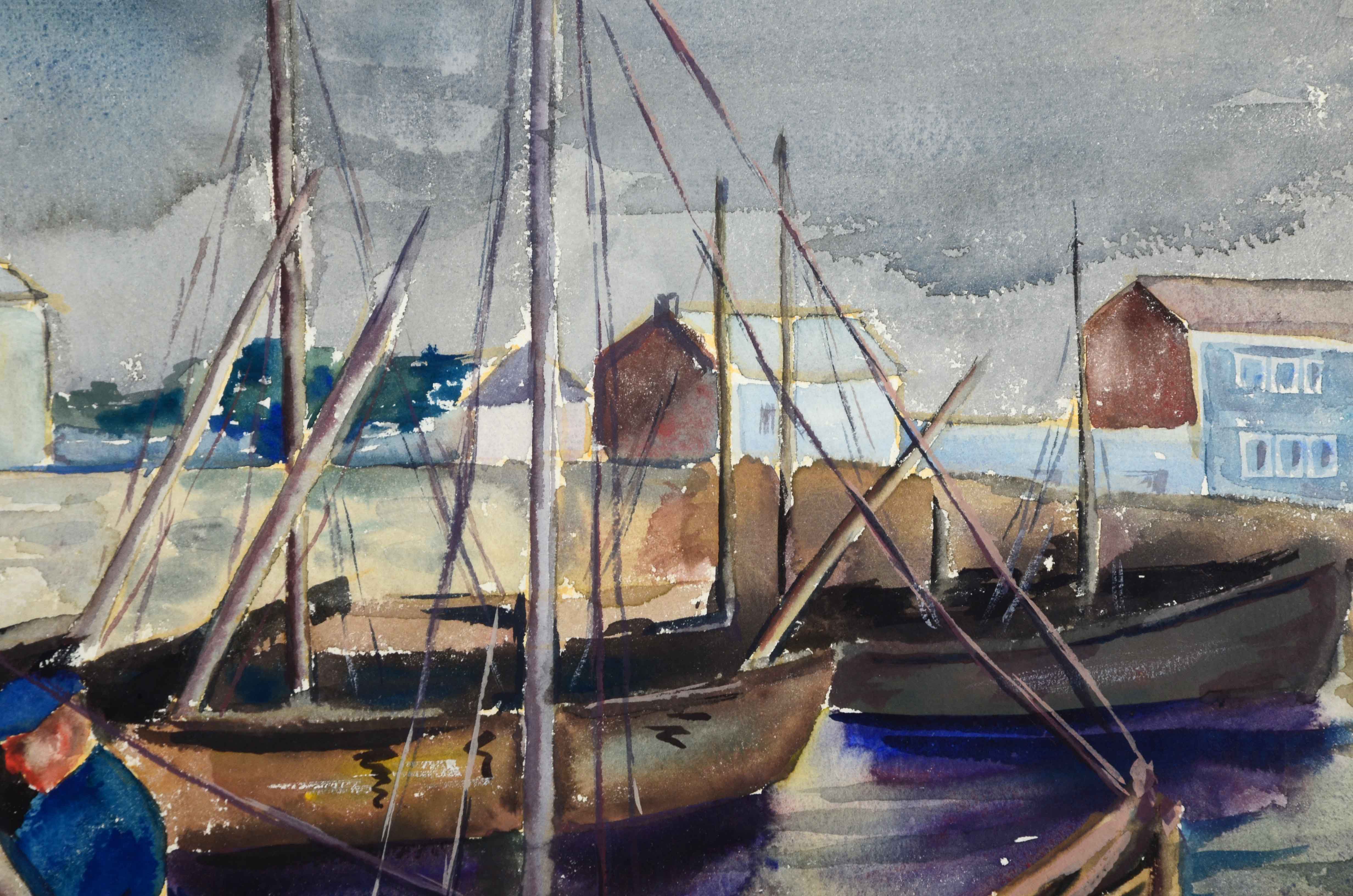 Susanna Dye Ernst Watercolor of Harbor Scene