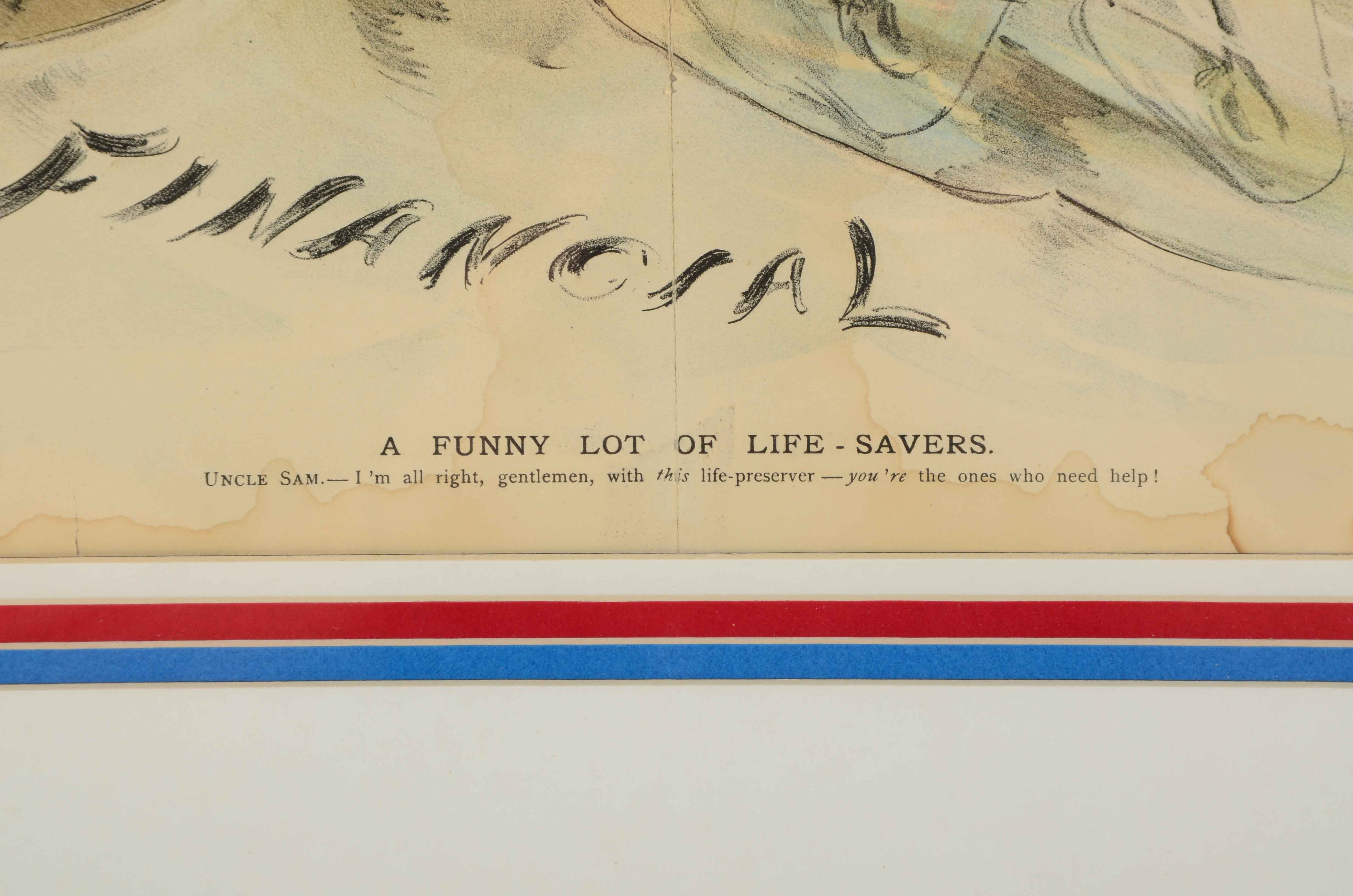 L. Dalrymple Puck Magazine Chromolithograph "A Funny Lot of Life-Savers"