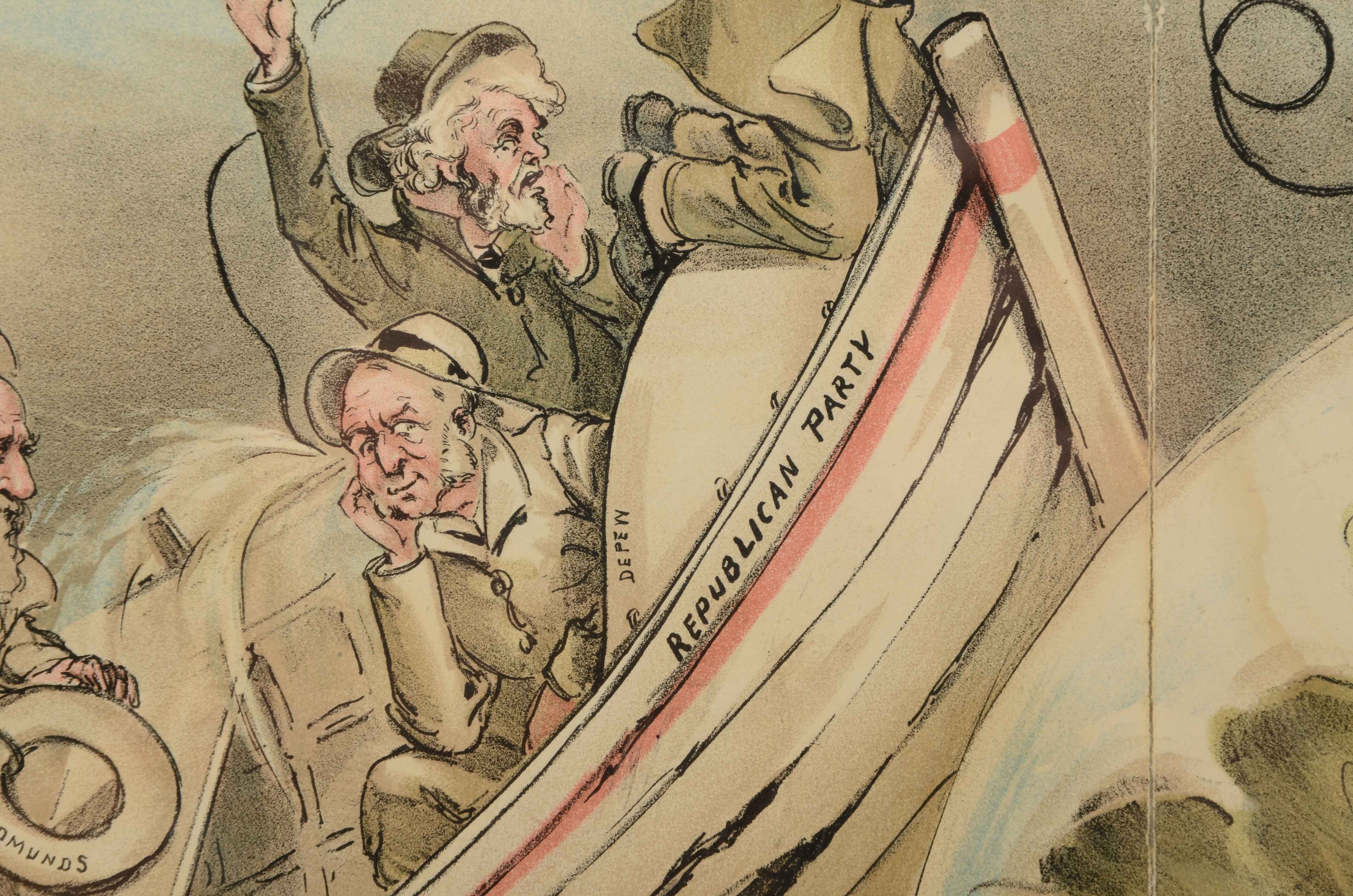 L. Dalrymple Puck Magazine Chromolithograph "A Funny Lot of Life-Savers"