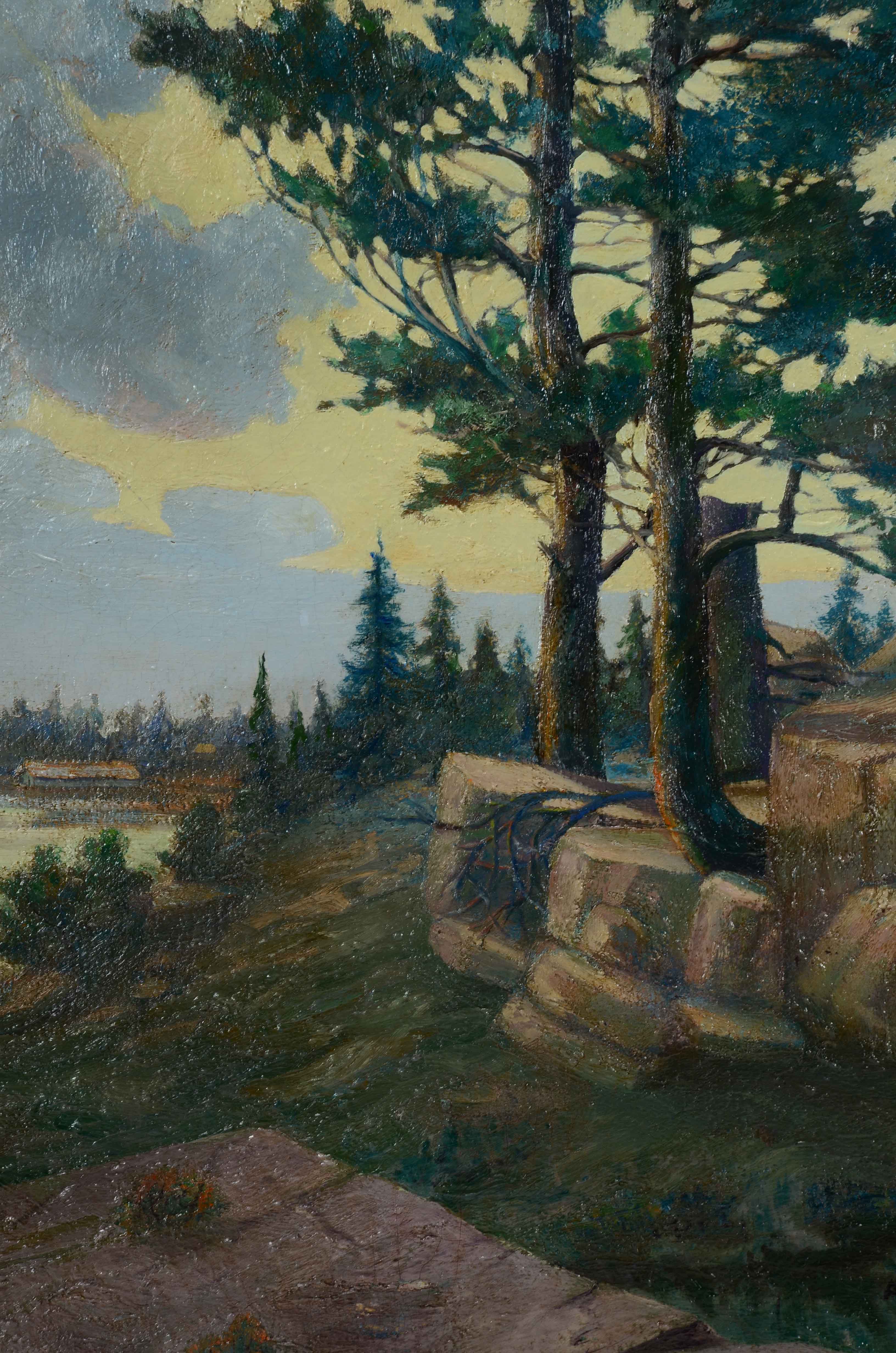 A.H. Beecher Oil Painting of a Landscape