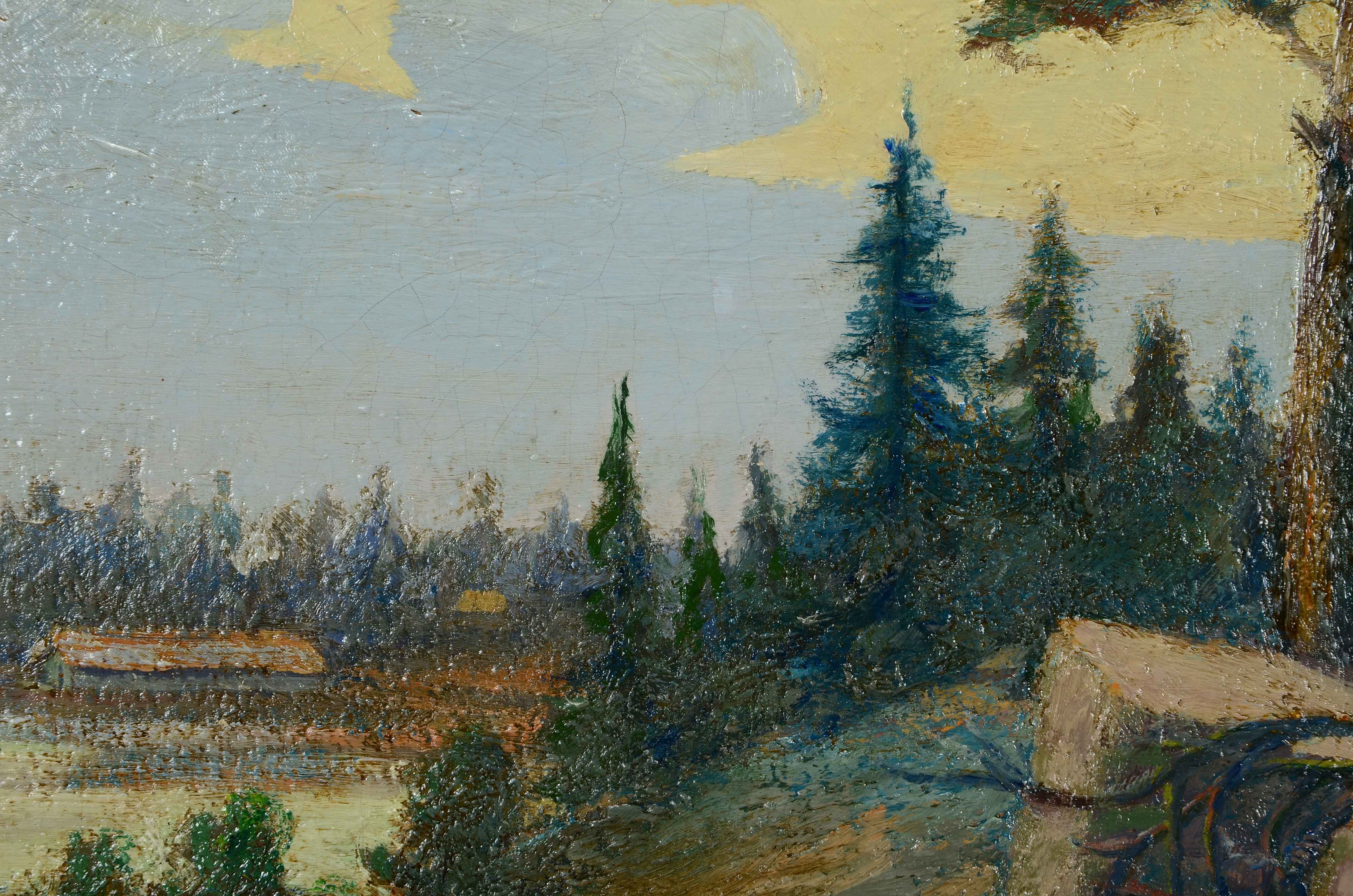 A.H. Beecher Oil Painting of a Landscape