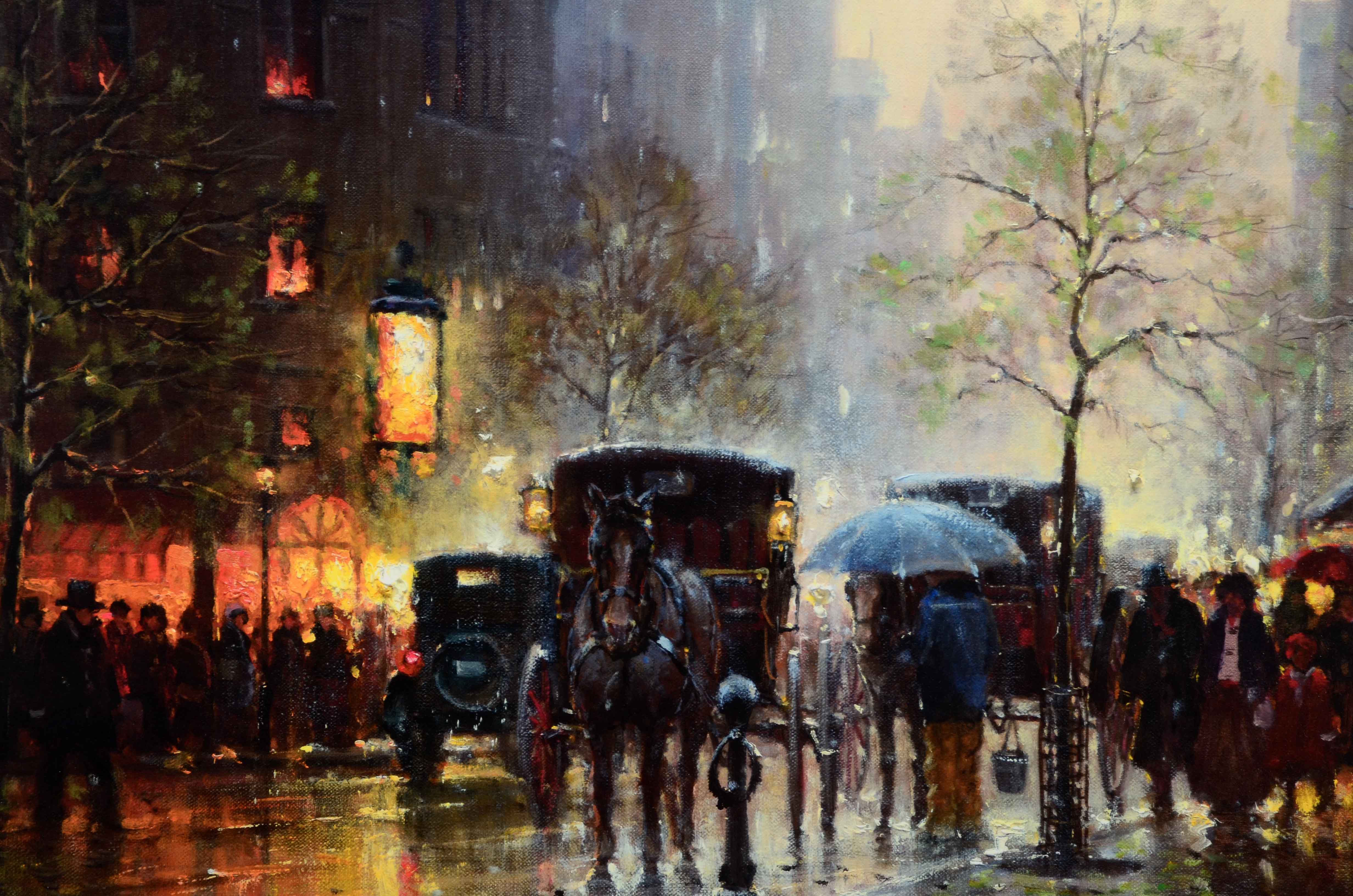 G. Harvey Limited Edition Offset Lithograph "Rainy Day on Central Park South"