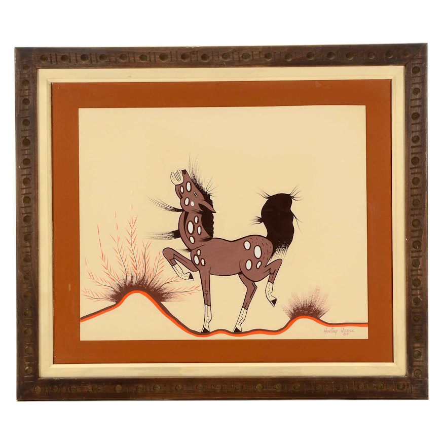 Ray Darby Original Gouache Painting "Hunting Horse"