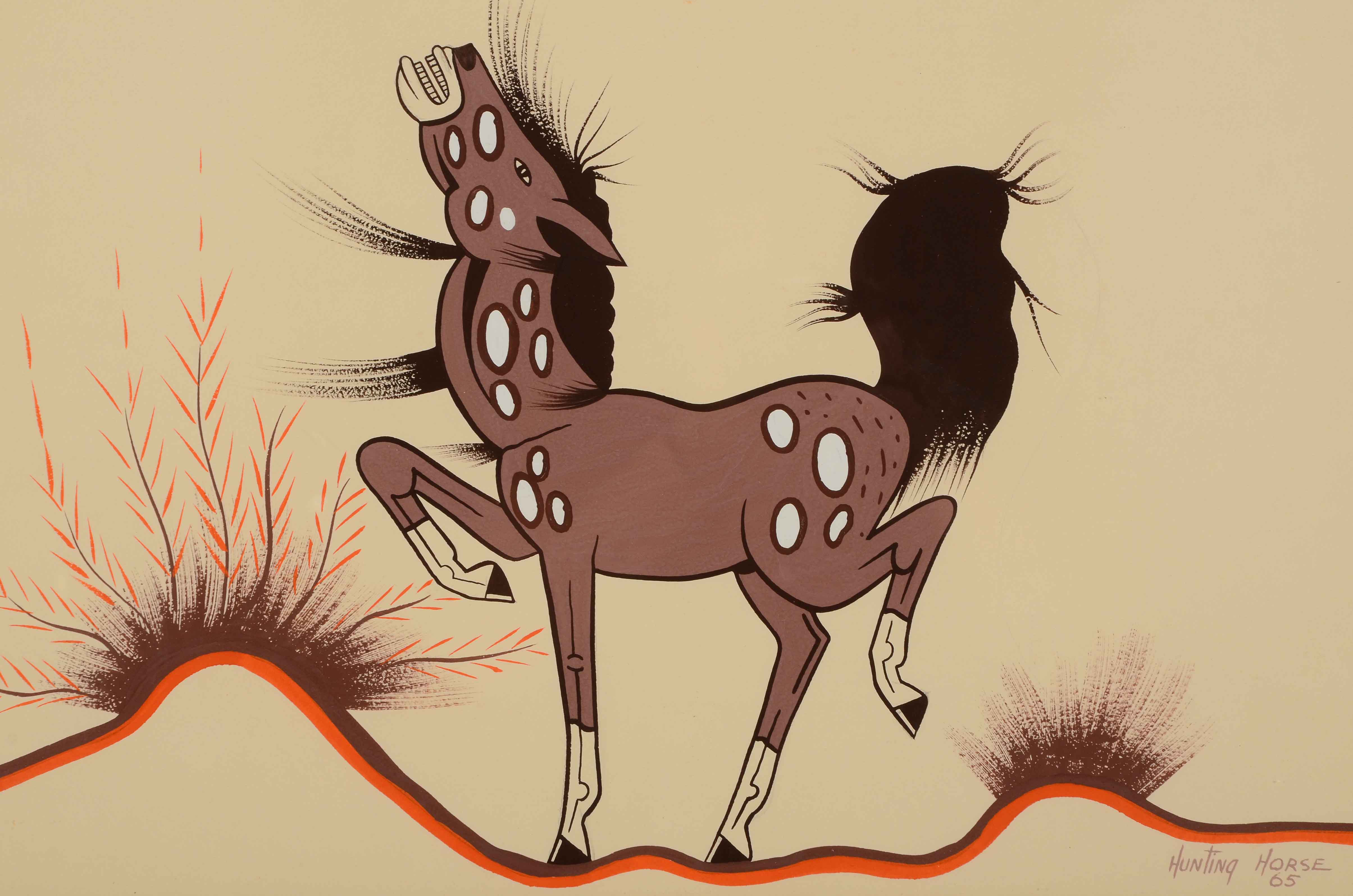 Ray Darby Original Gouache Painting "Hunting Horse"