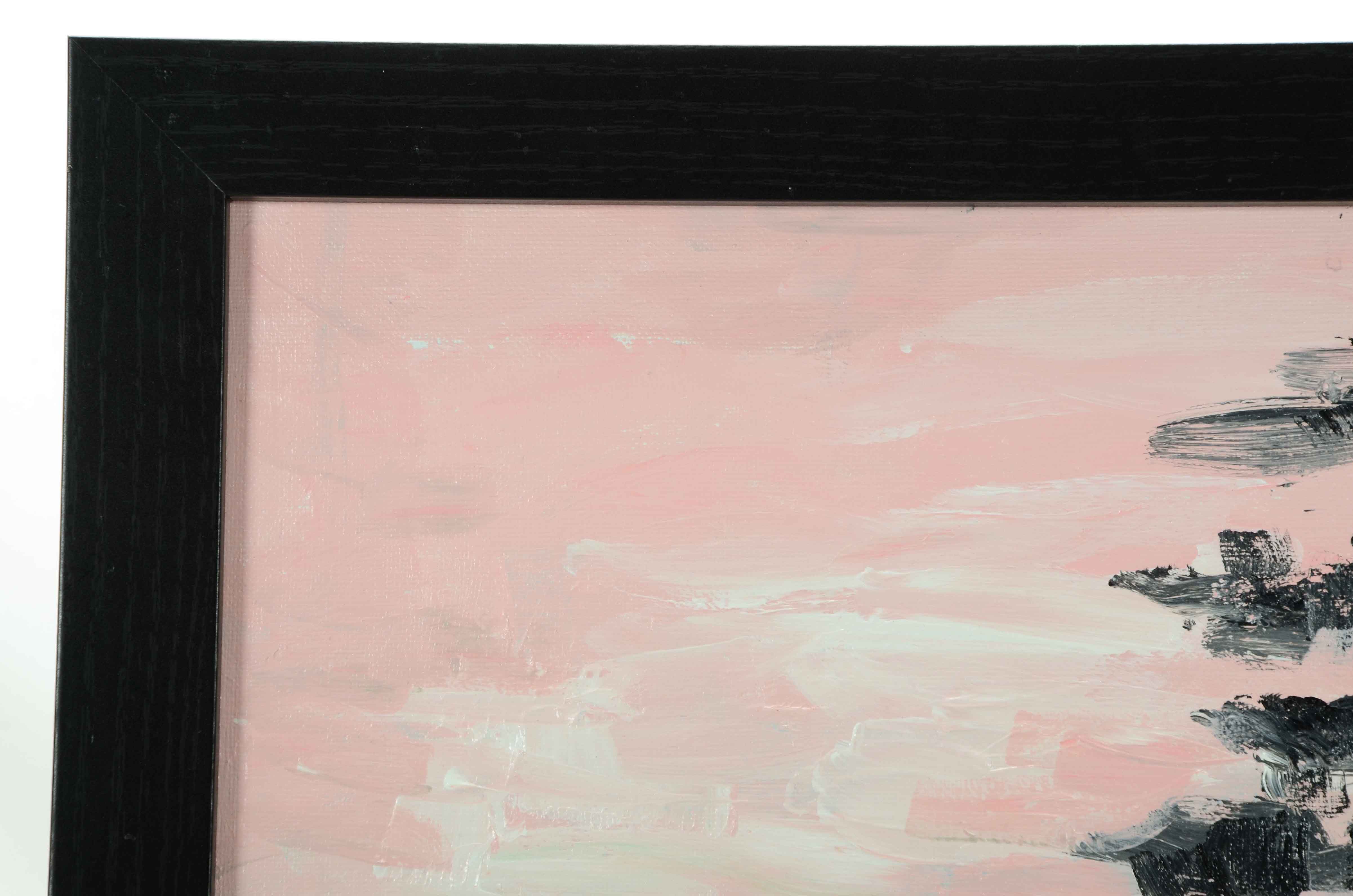 William Becker Acrylic Painting "Lake and Pines Sun Set"