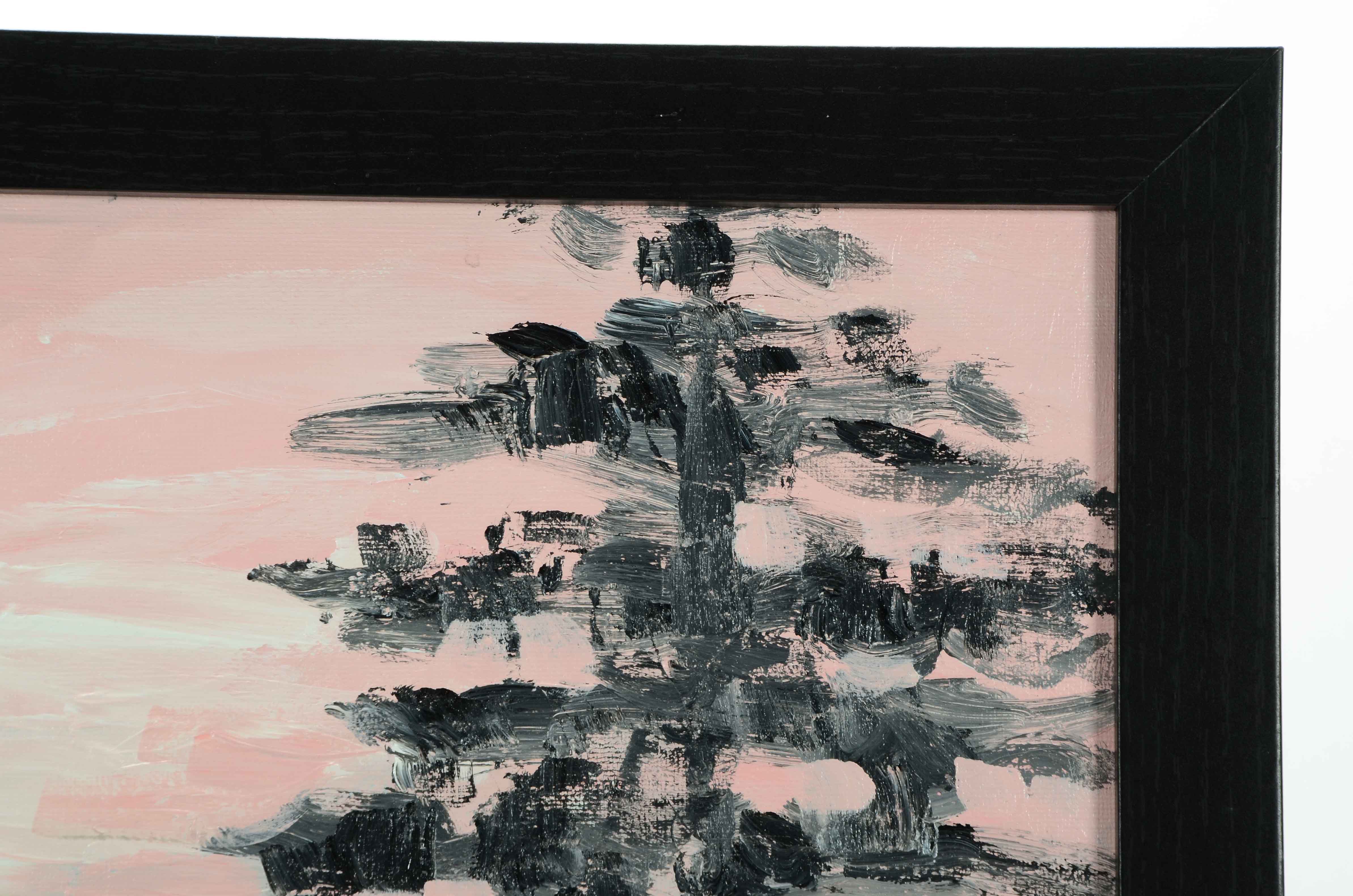 William Becker Acrylic Painting "Lake and Pines Sun Set"