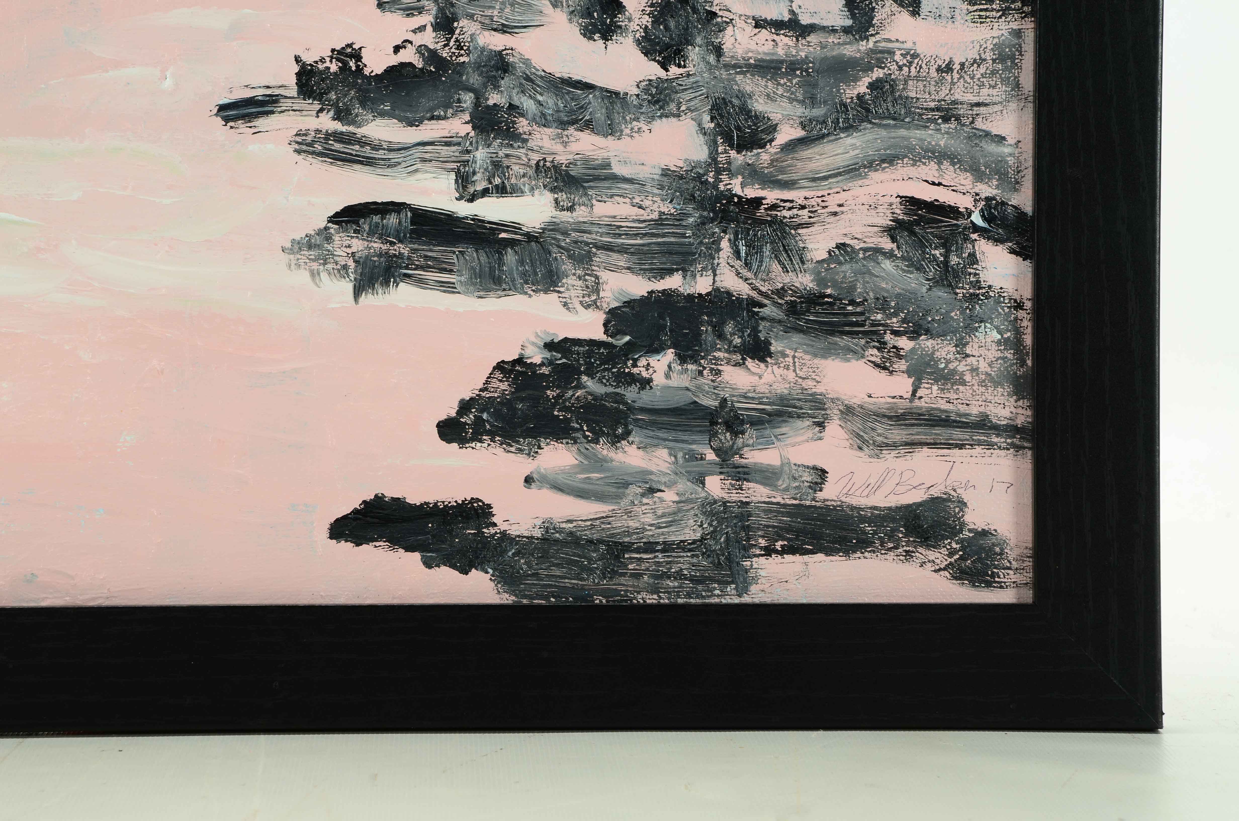 William Becker Acrylic Painting "Lake and Pines Sun Set"