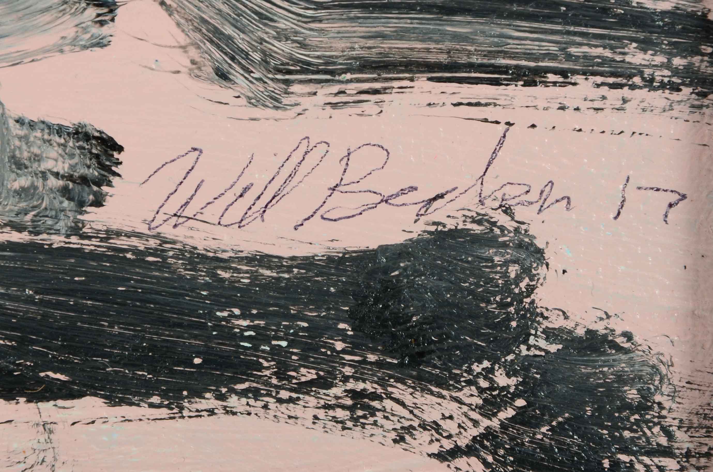 William Becker Acrylic Painting "Lake and Pines Sun Set"