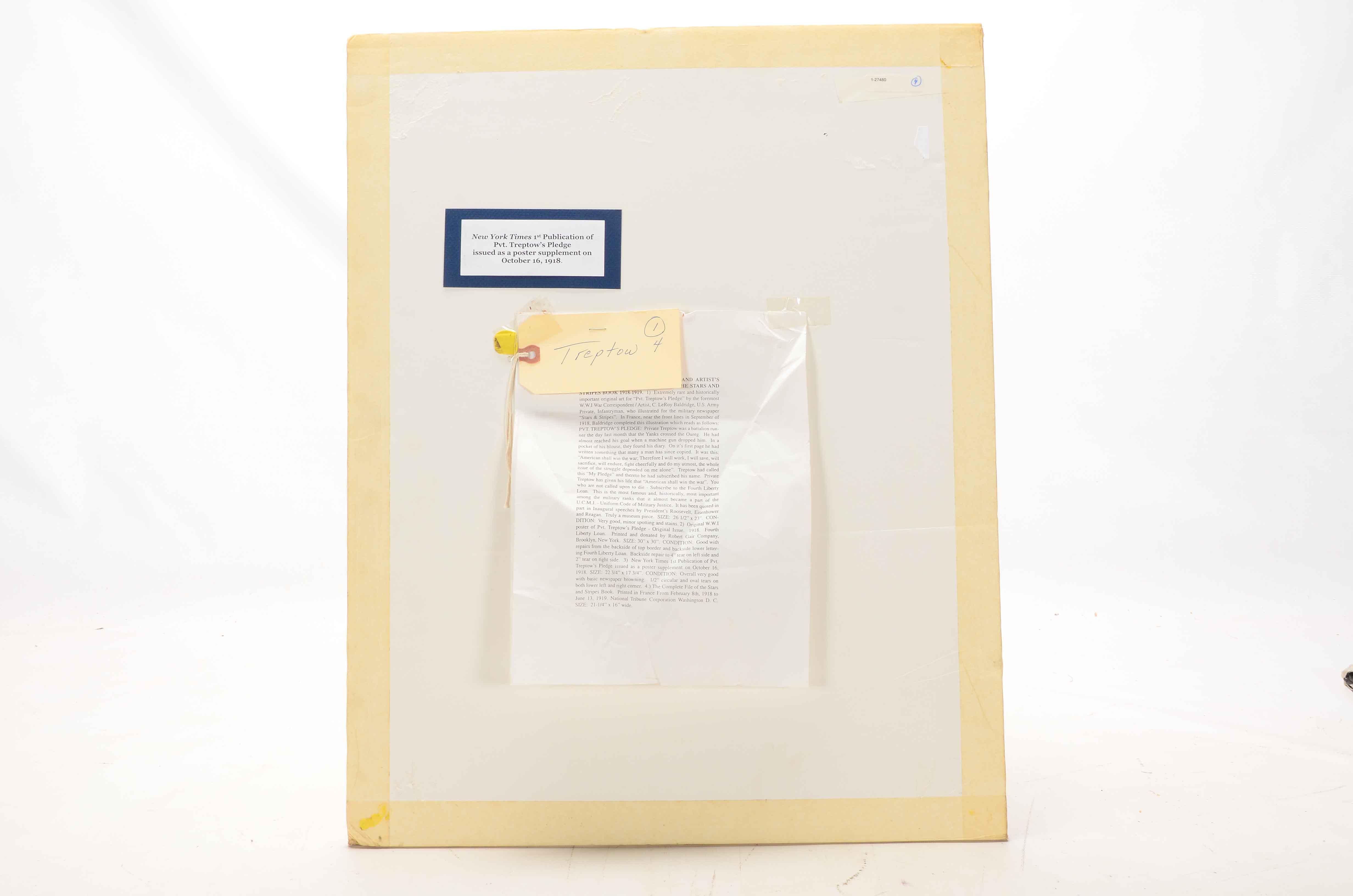 1918 "New York Times" Poster Supplement "Private Treptow's Pledge"