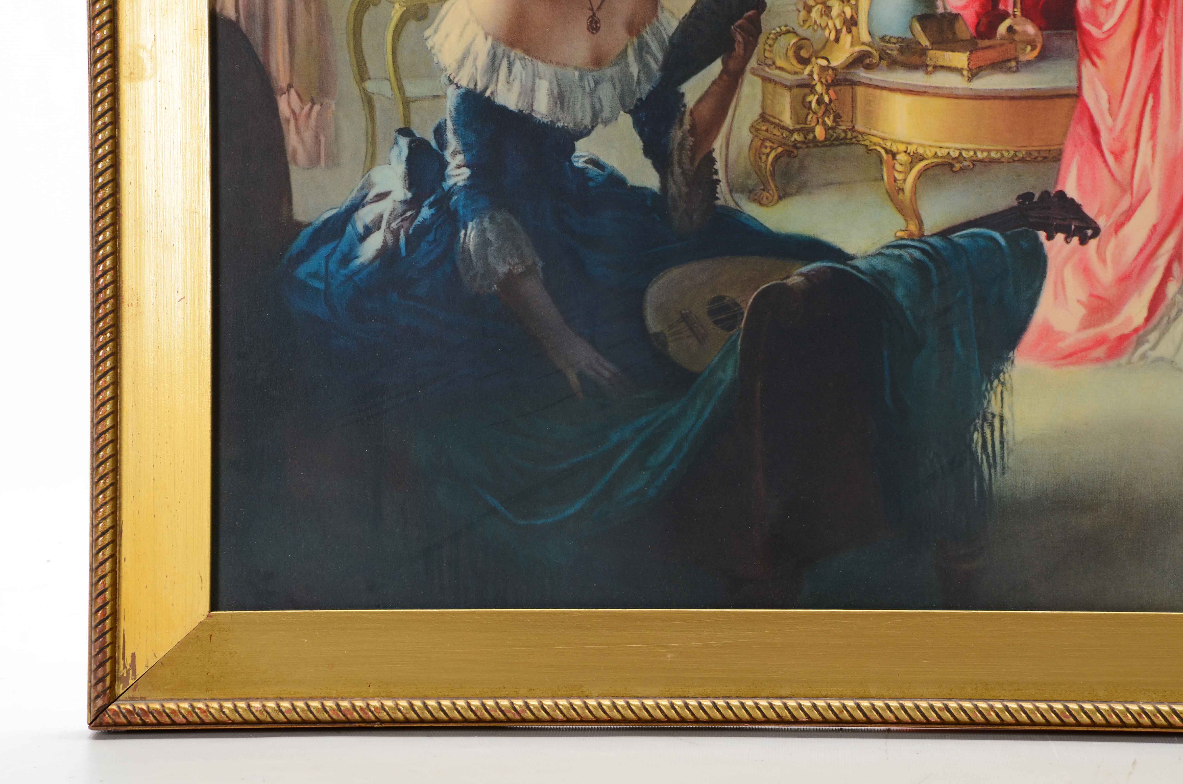 Offset Lithograph of Two Women in a Victorian Interior