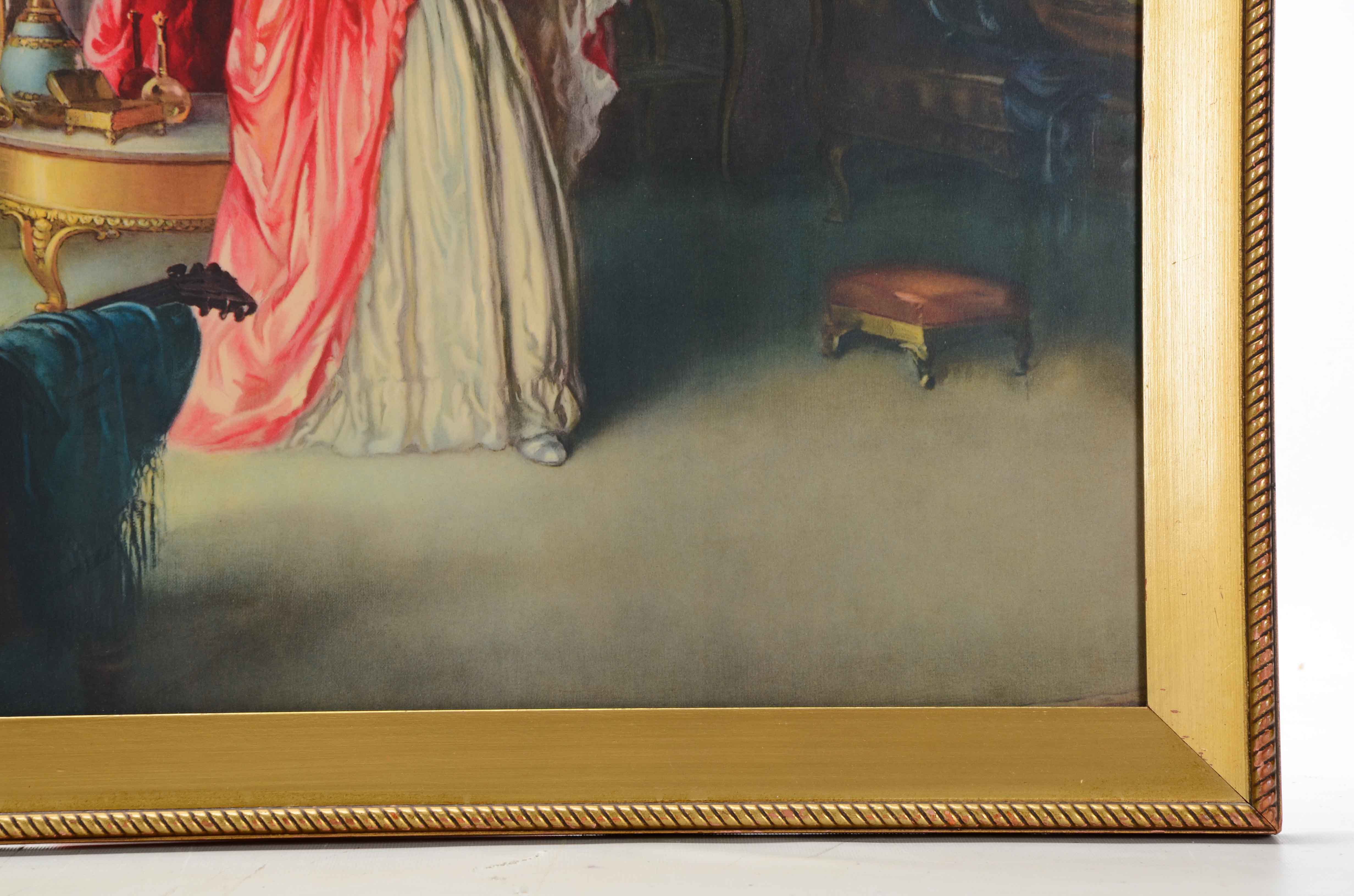 Offset Lithograph of Two Women in a Victorian Interior