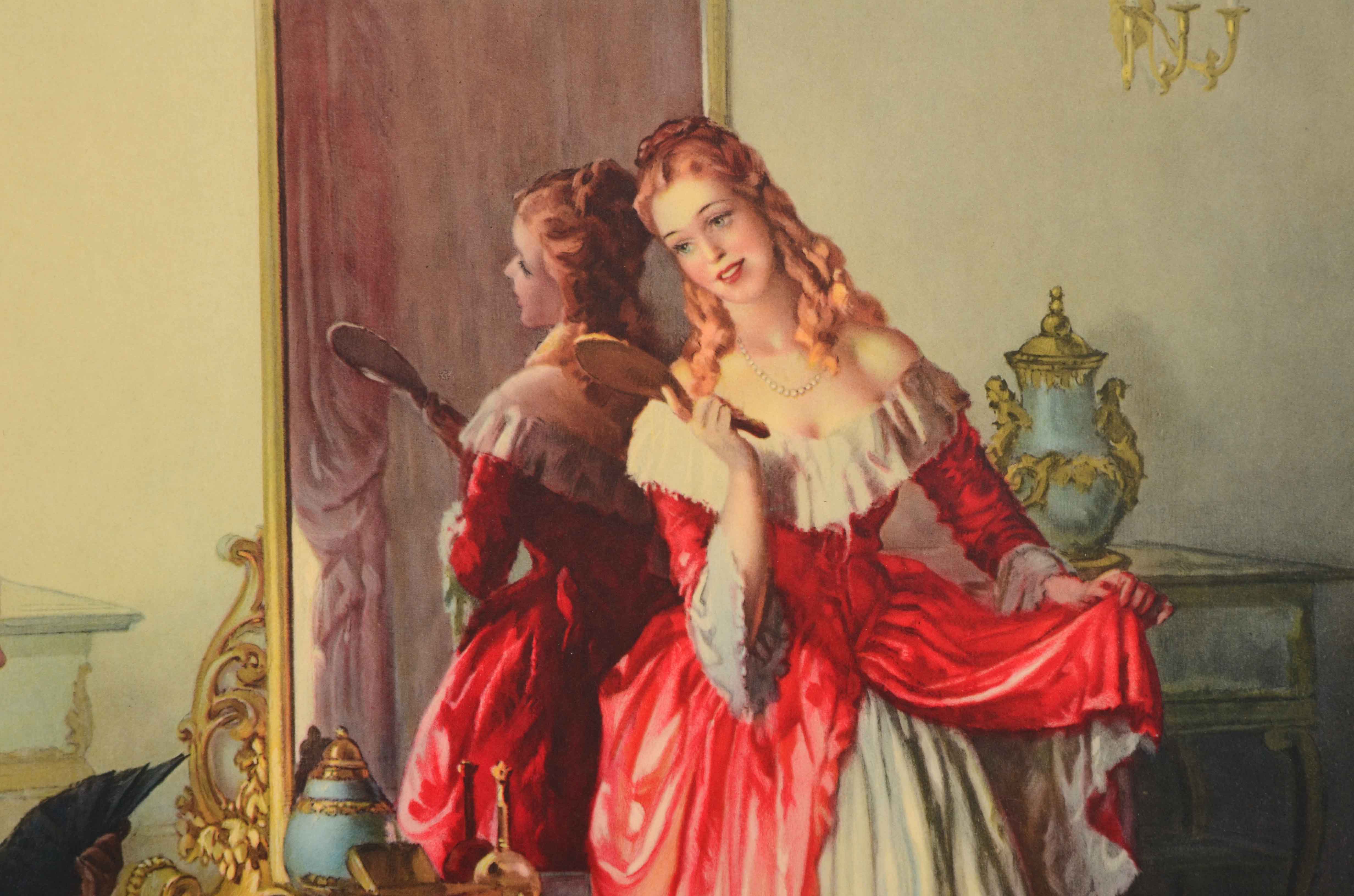 Offset Lithograph of Two Women in a Victorian Interior