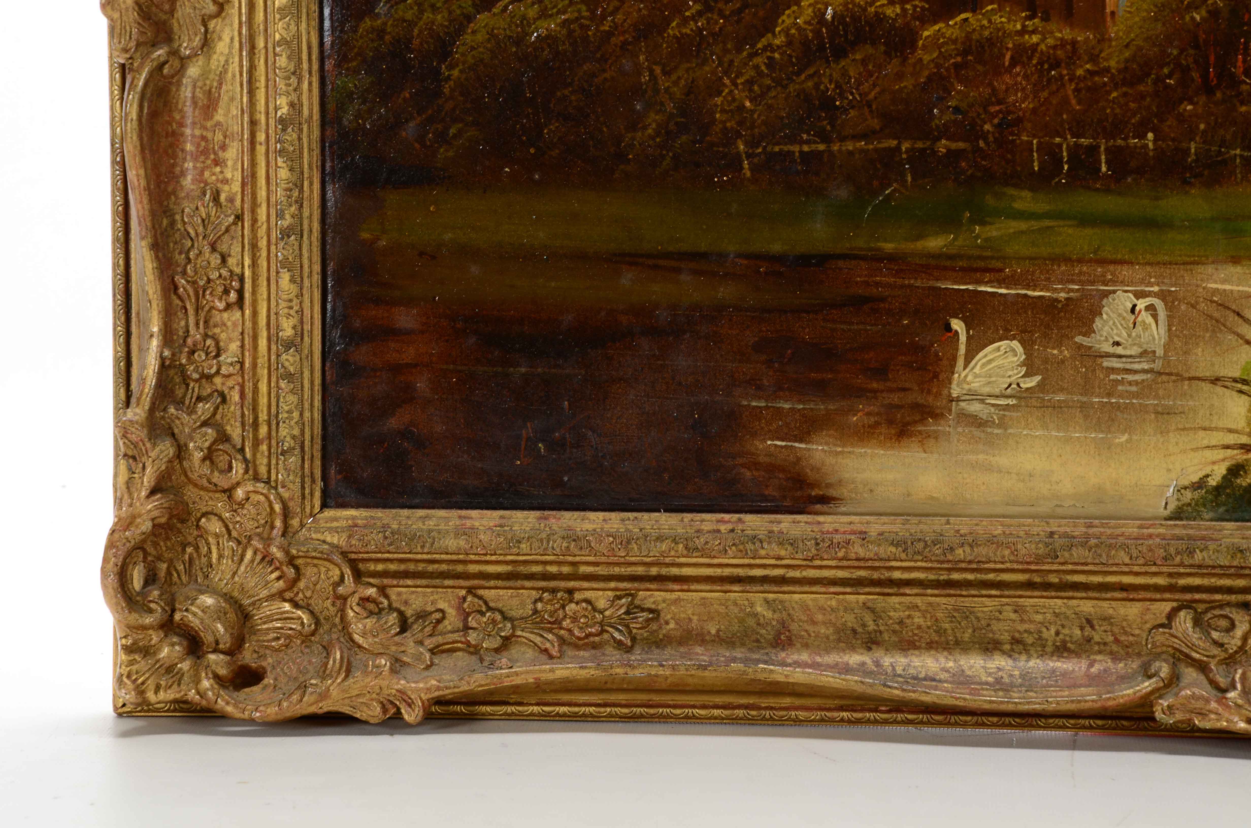 Original Antique Oil on Paperboard Landscape Painting