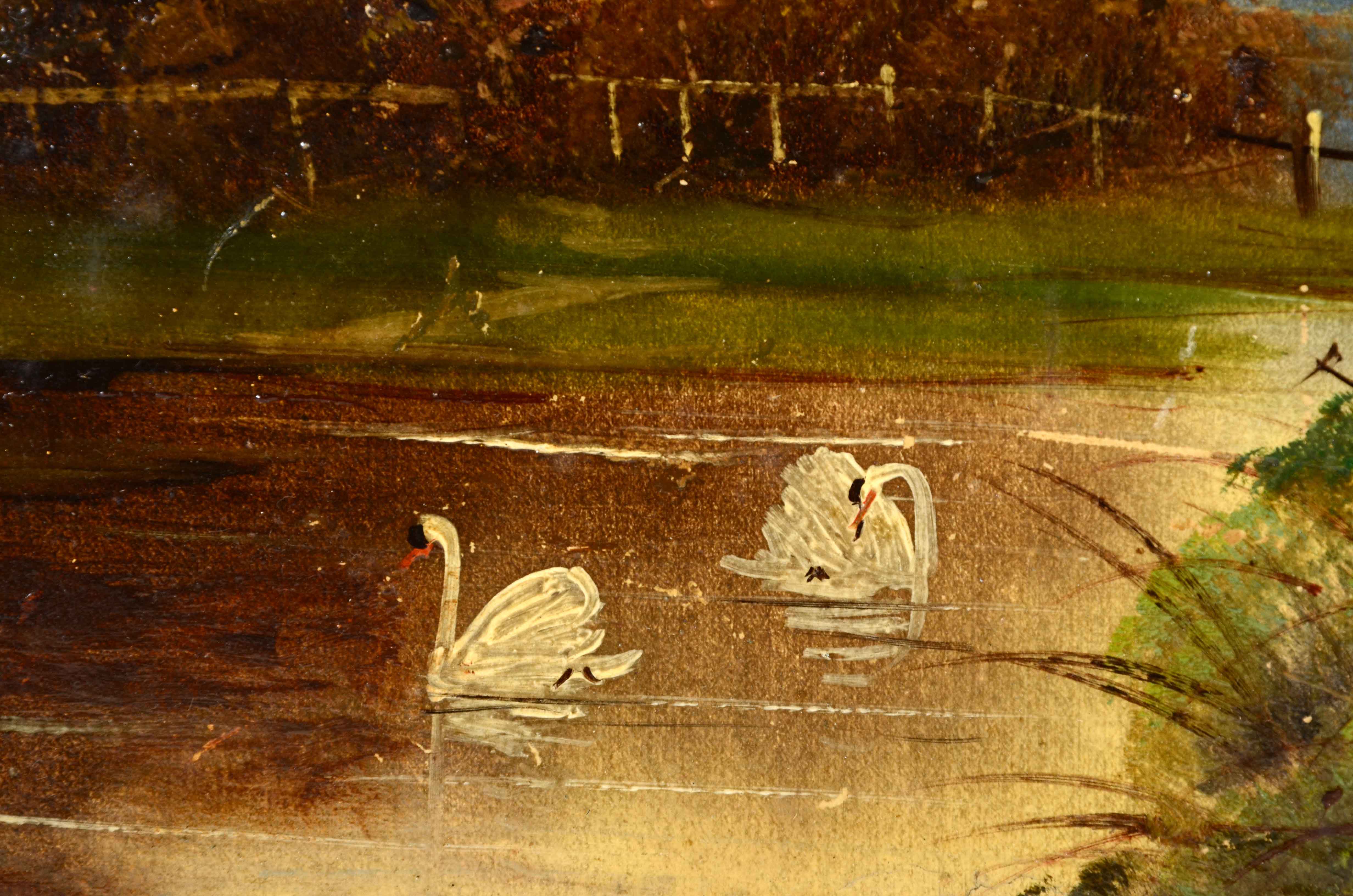 Original Antique Oil on Paperboard Landscape Painting