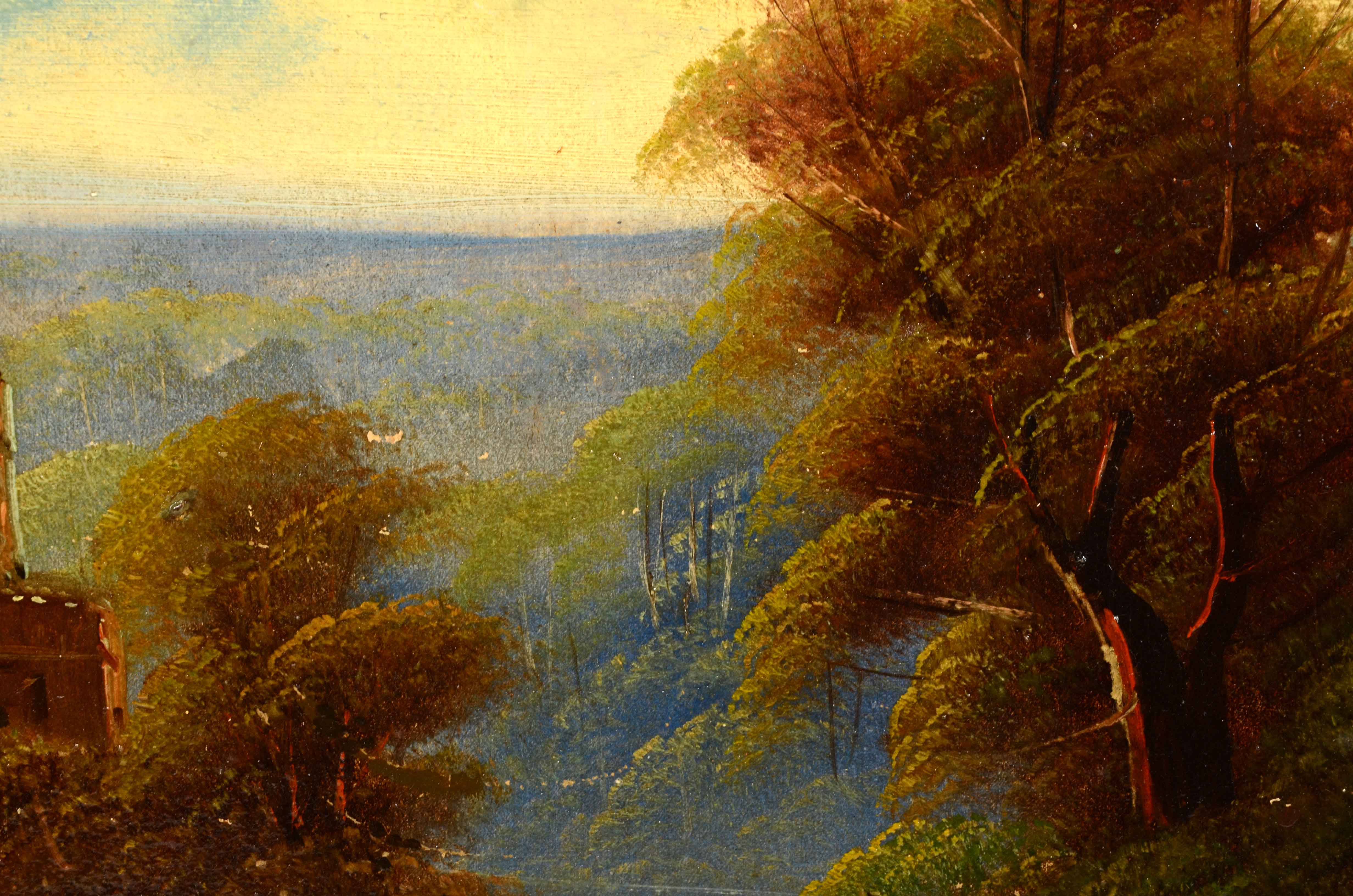 Original Antique Oil on Paperboard Landscape Painting