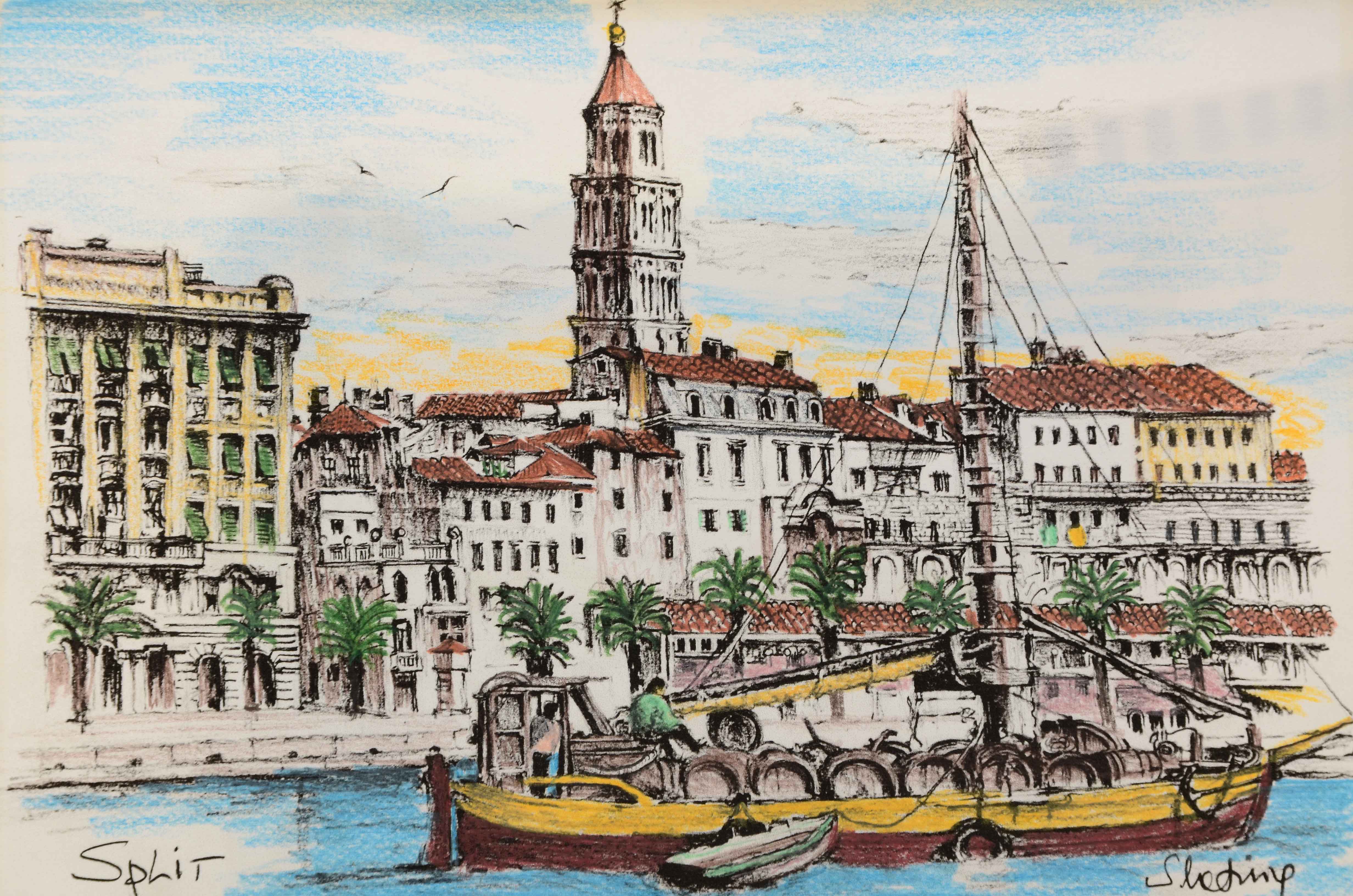 Pair of Hand-Colored Giclees on Paper After Ante Slatina