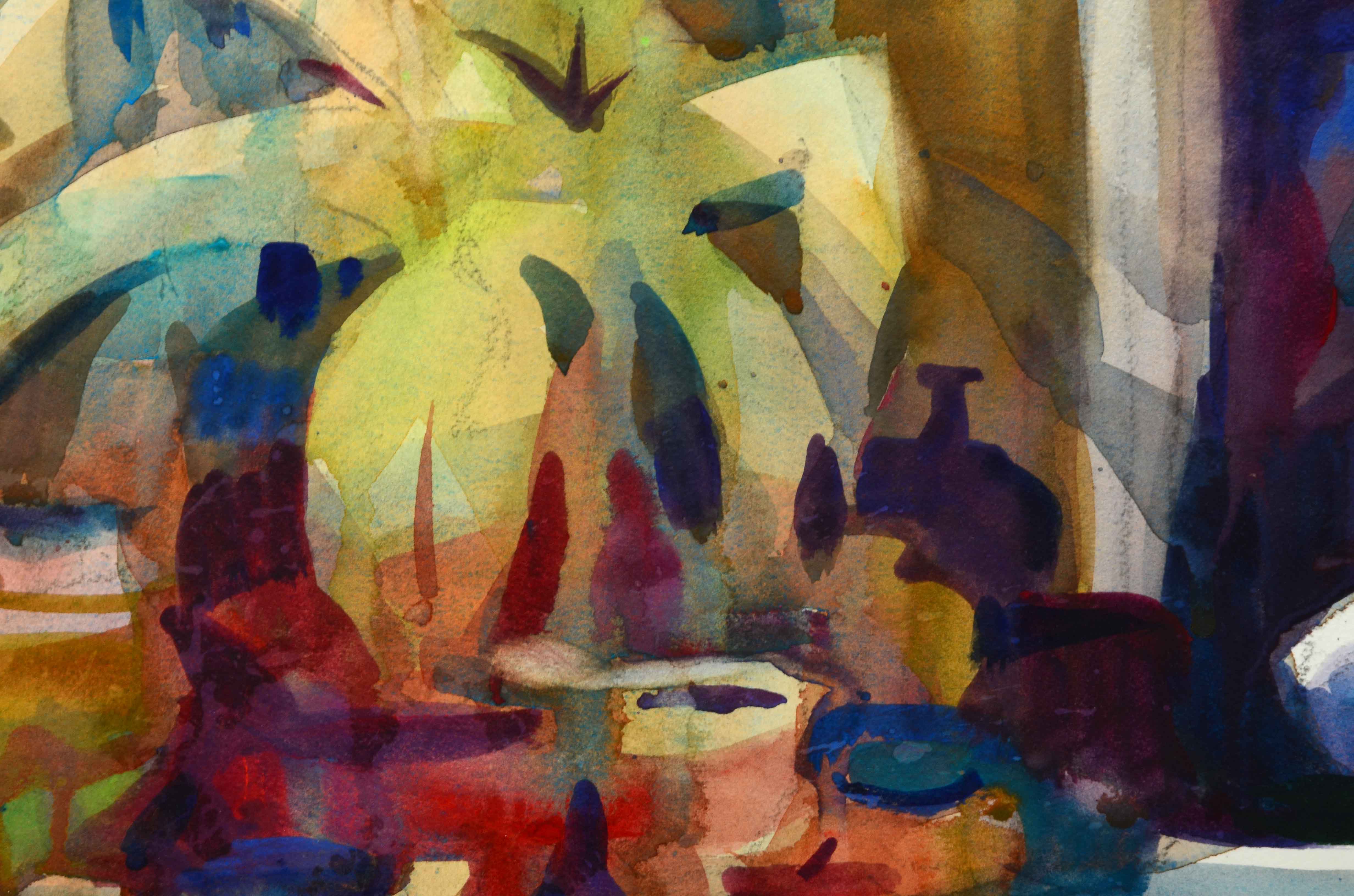 Don Andrews Watercolor on Paper of a Pottery Seller