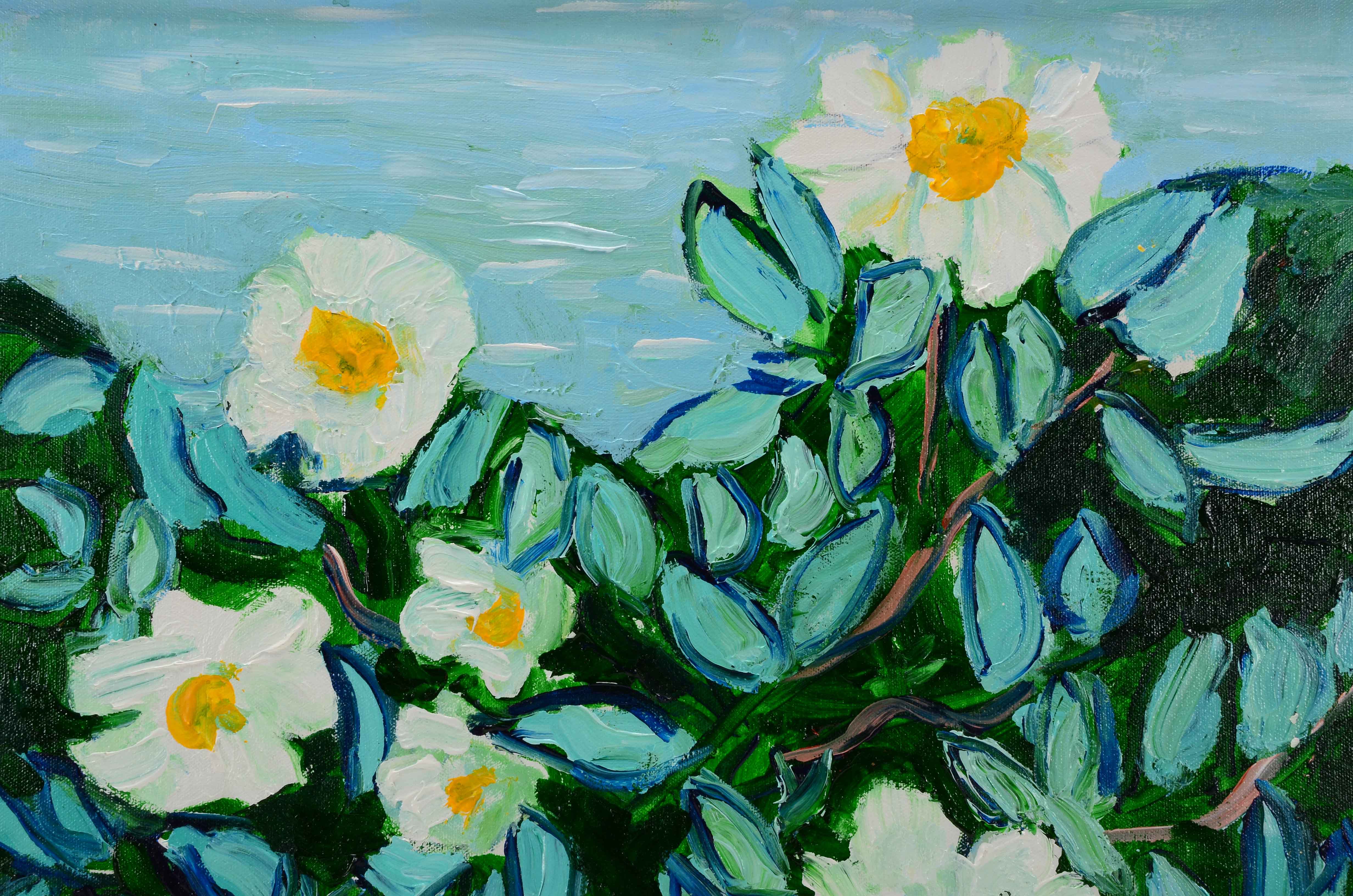 William Becker Acrylic Painting "Wild Roses after Van Gogh"
