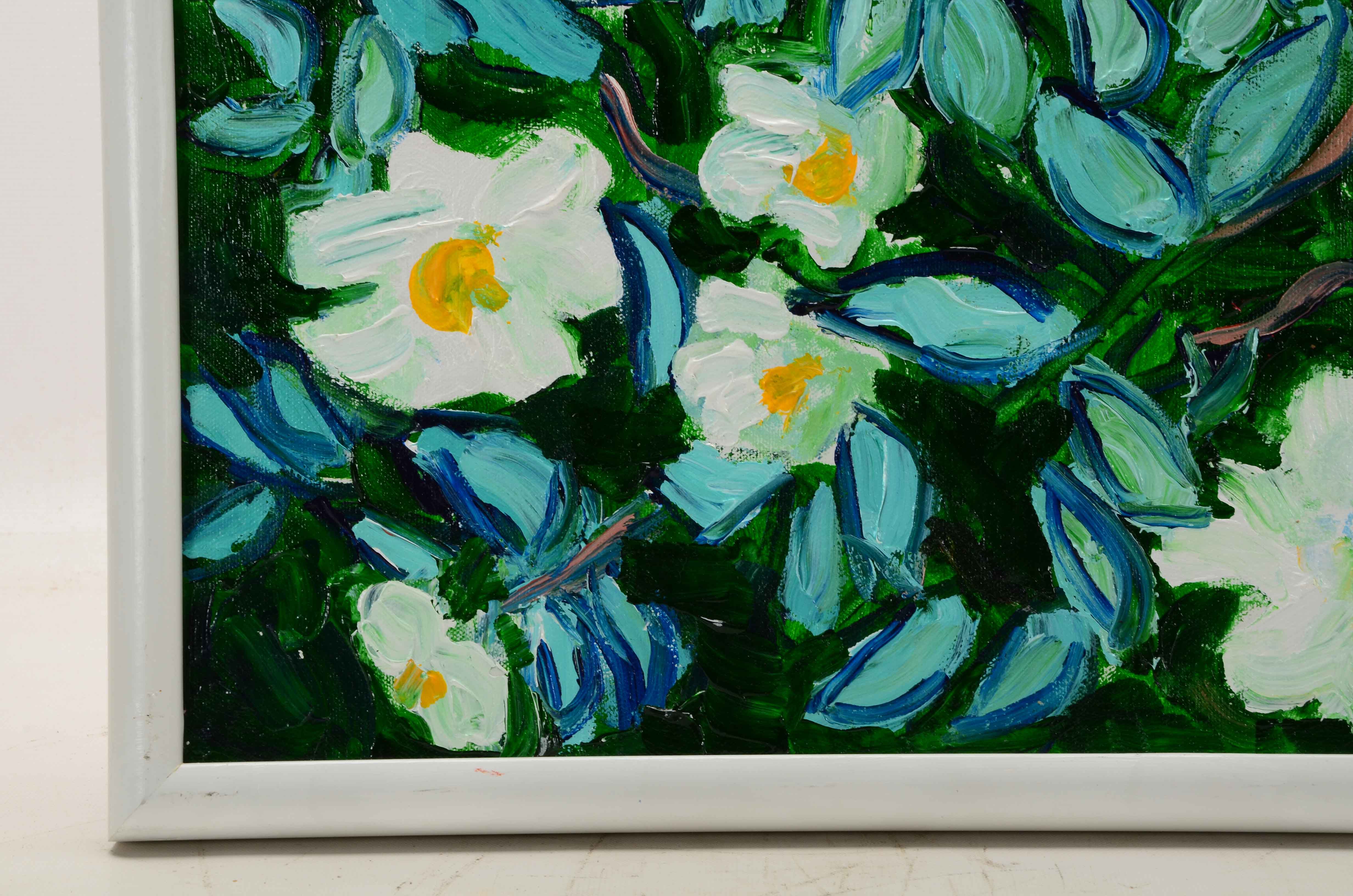 William Becker Acrylic Painting "Wild Roses after Van Gogh"