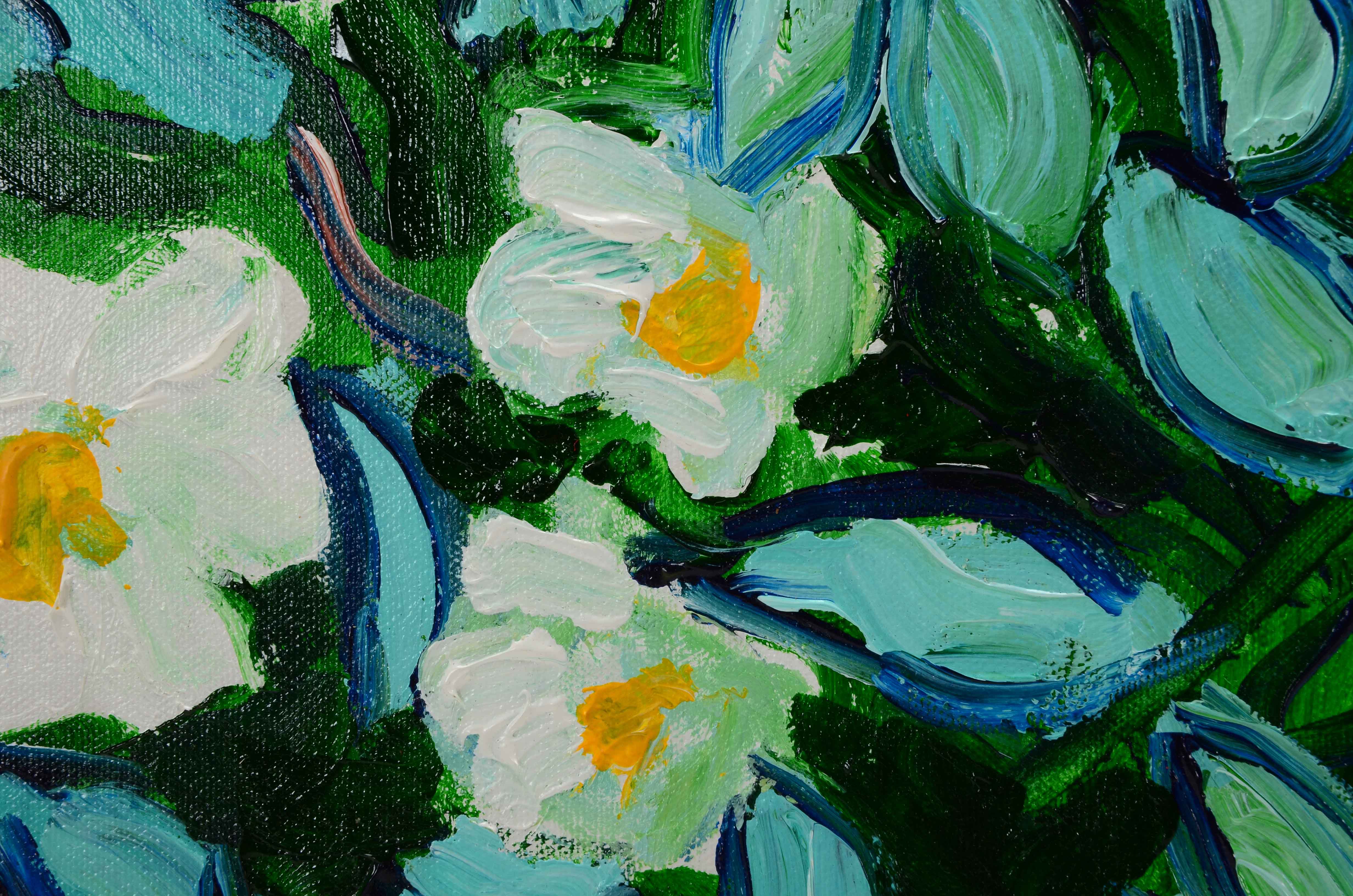 William Becker Acrylic Painting "Wild Roses after Van Gogh"