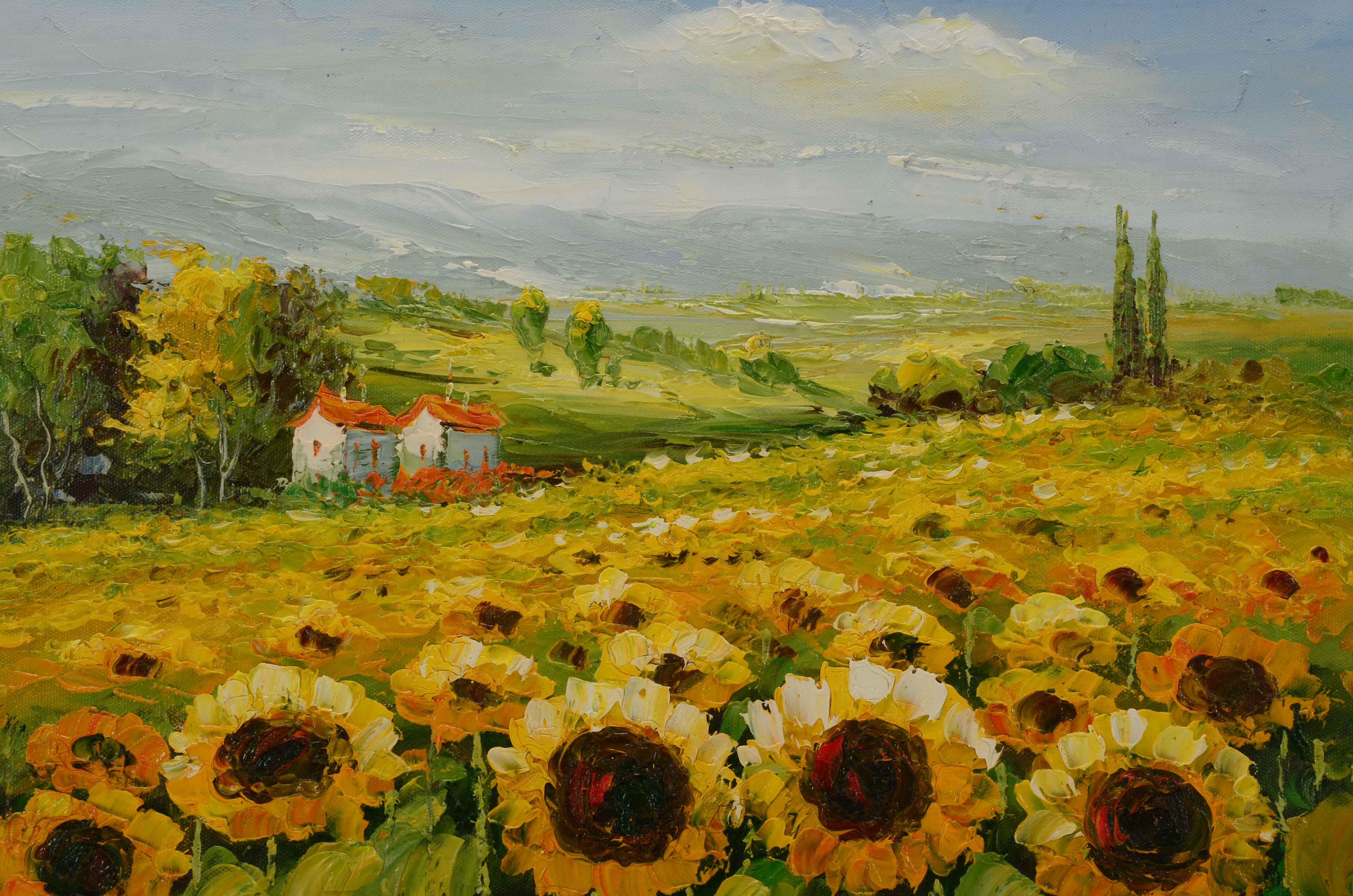 E. Martino Original Signed Acrylic Painting on Canvas of an Italian Landscape