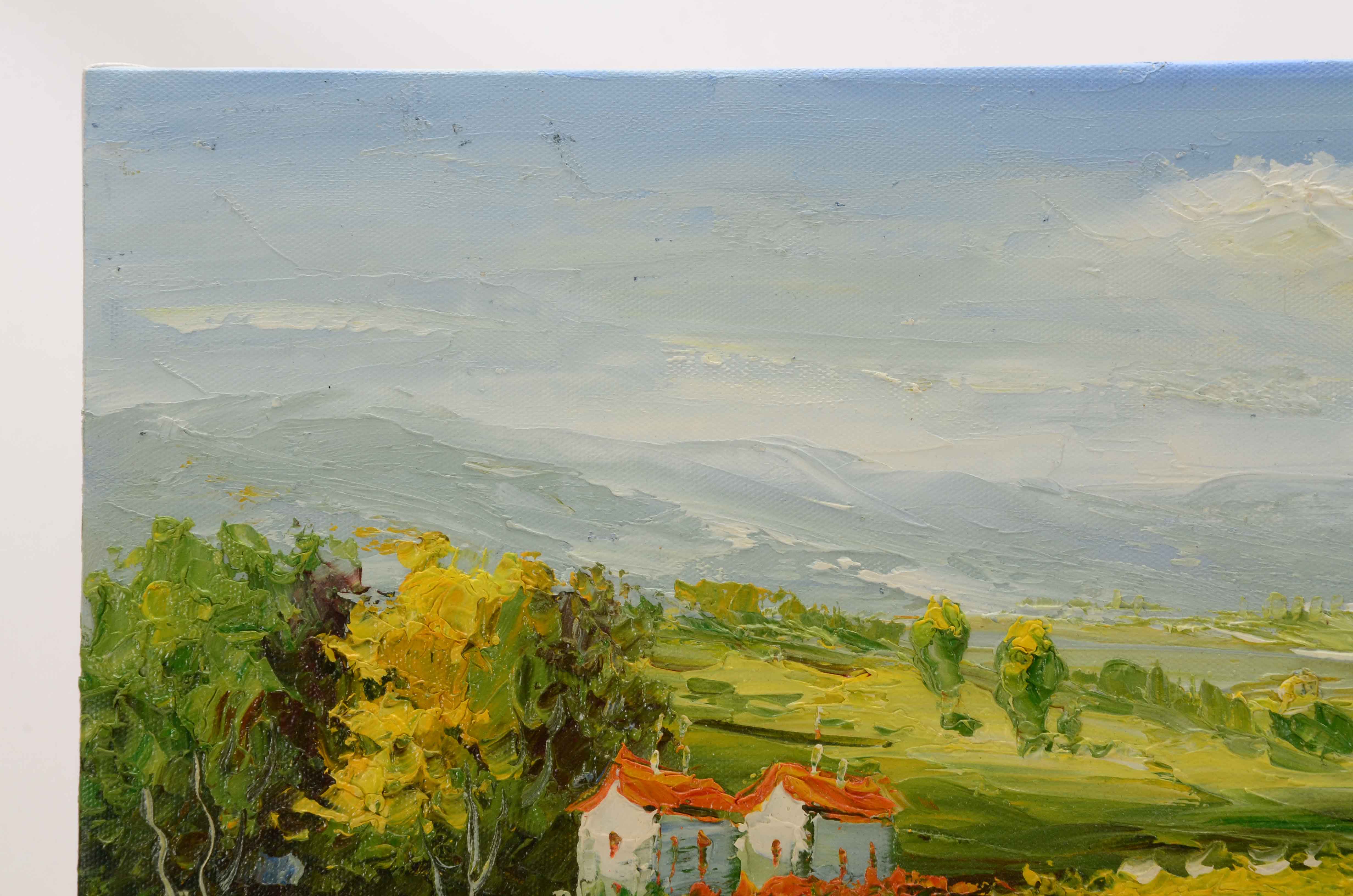 E. Martino Original Signed Acrylic Painting on Canvas of an Italian Landscape