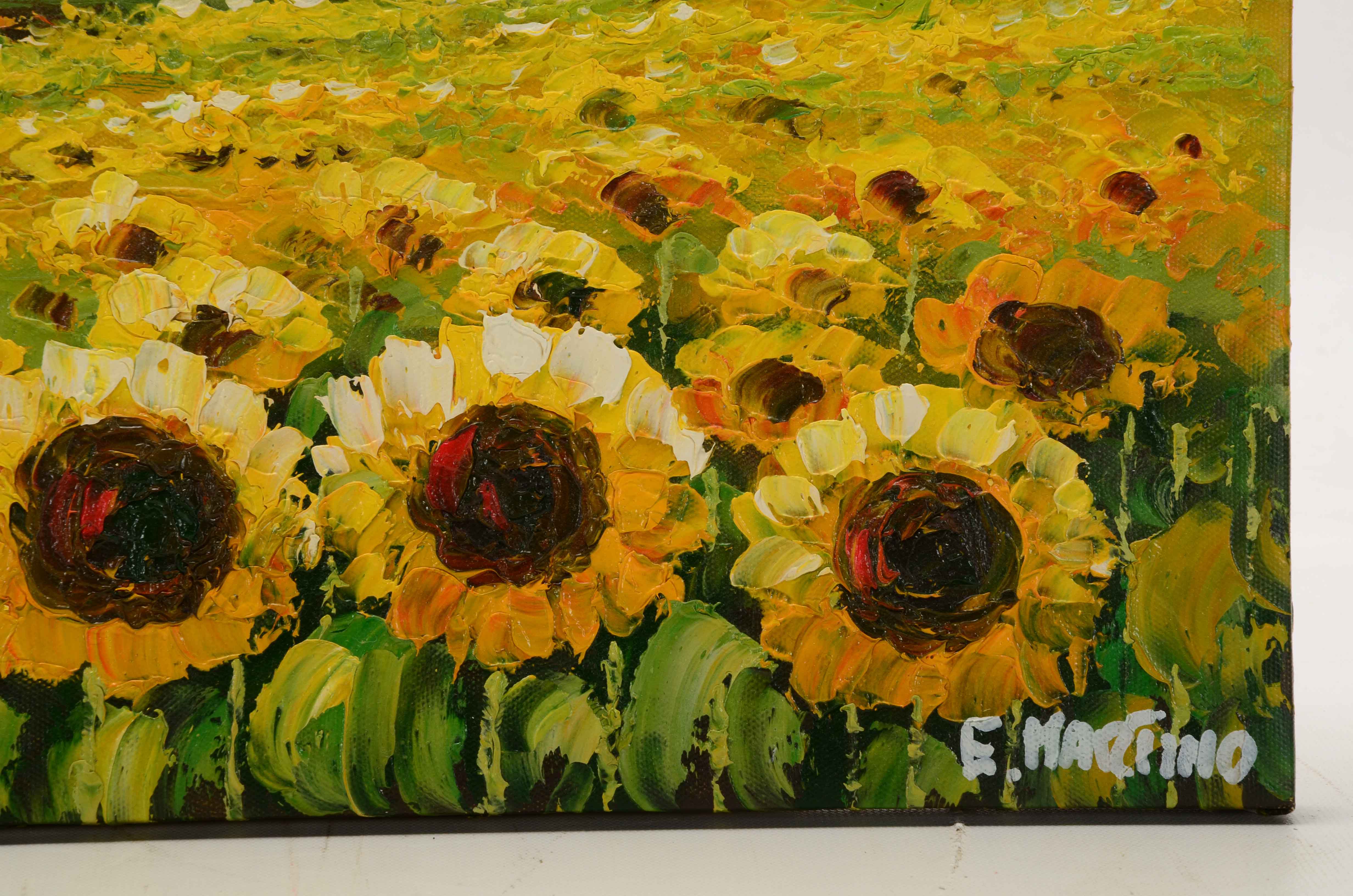 E. Martino Original Signed Acrylic Painting on Canvas of an Italian Landscape