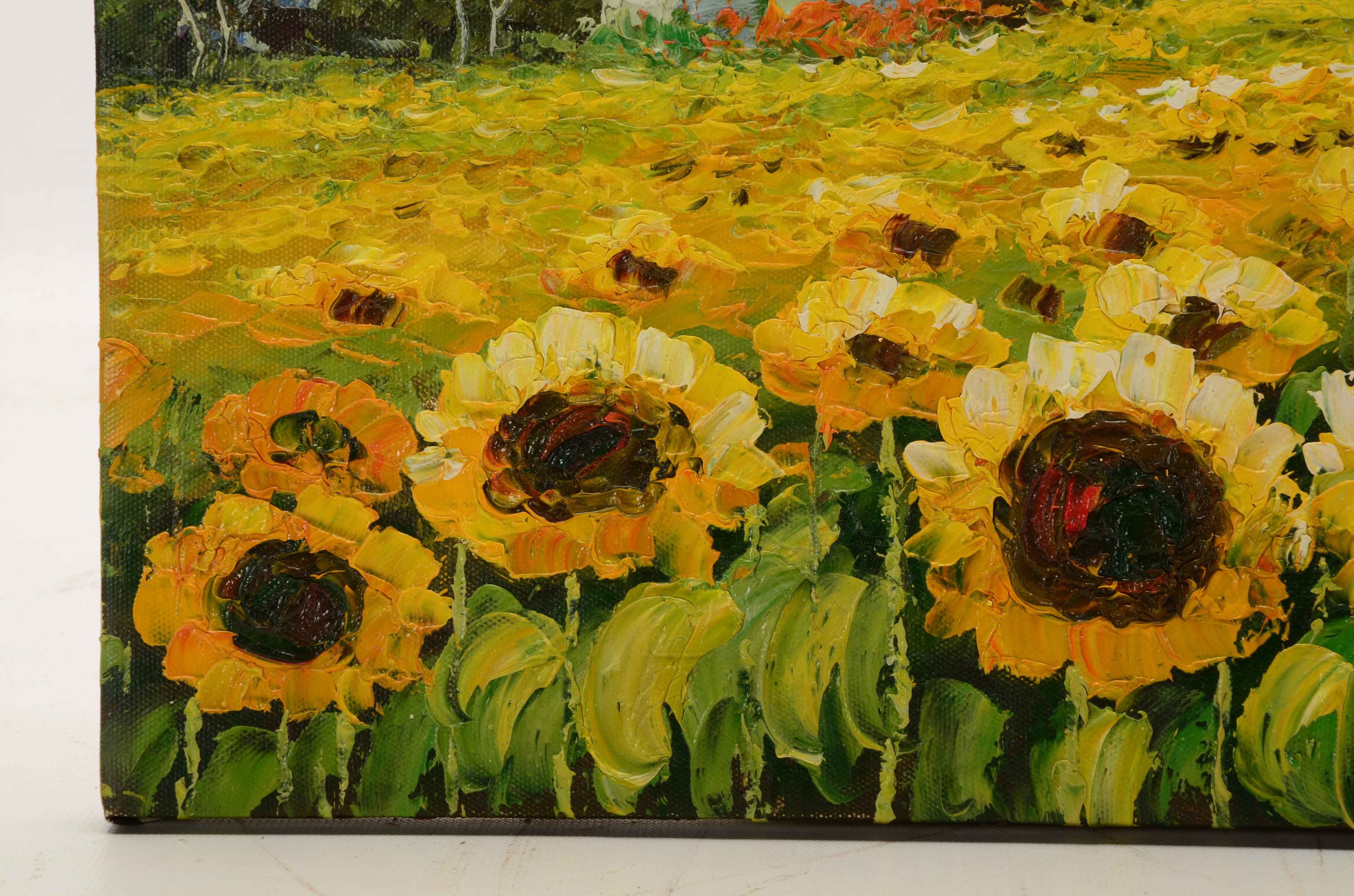 E. Martino Original Signed Acrylic Painting on Canvas of an Italian Landscape