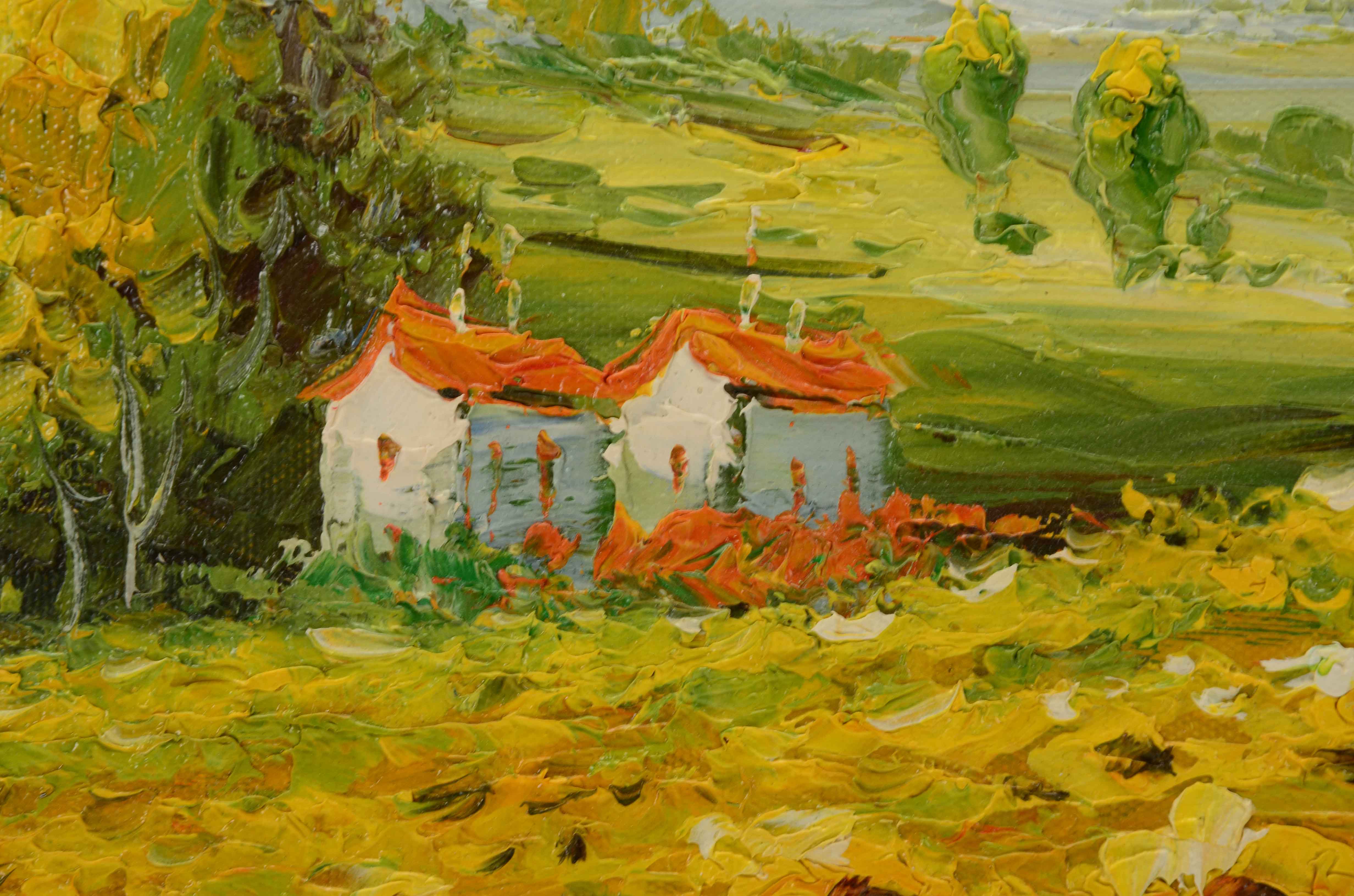 E. Martino Original Signed Acrylic Painting on Canvas of an Italian Landscape